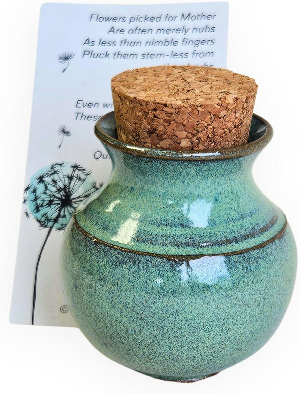 Handmade Dandelion Flower Pot for New Mommy to Be - Miniature Pottery Vase for Baby Shower Favor Presents Green (Miniature Vase w/Gift Bag) - Handmade Lifestyle Shop