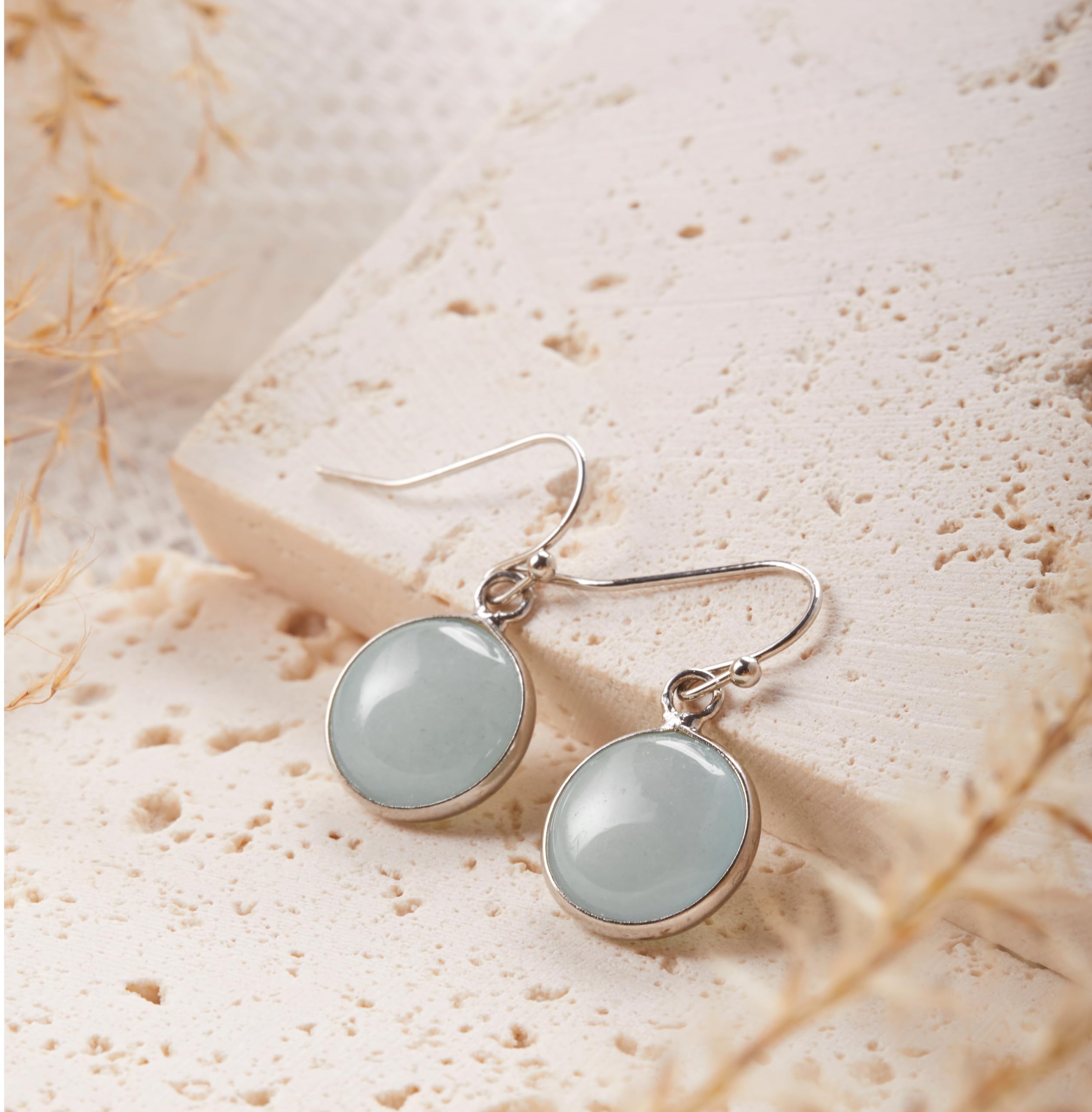 Green Earrings for Women – Dainty Gold Dangle – Real Jade -Sage - Light – Pale – Dark - Green Stone – Rose Quartz Pink Crystal Genuine – Natural Gemstone - Dainty -Short -Drop and Dangle – Lightweight - Unique Anniversary Birthday Gifts for Wife – Teacher