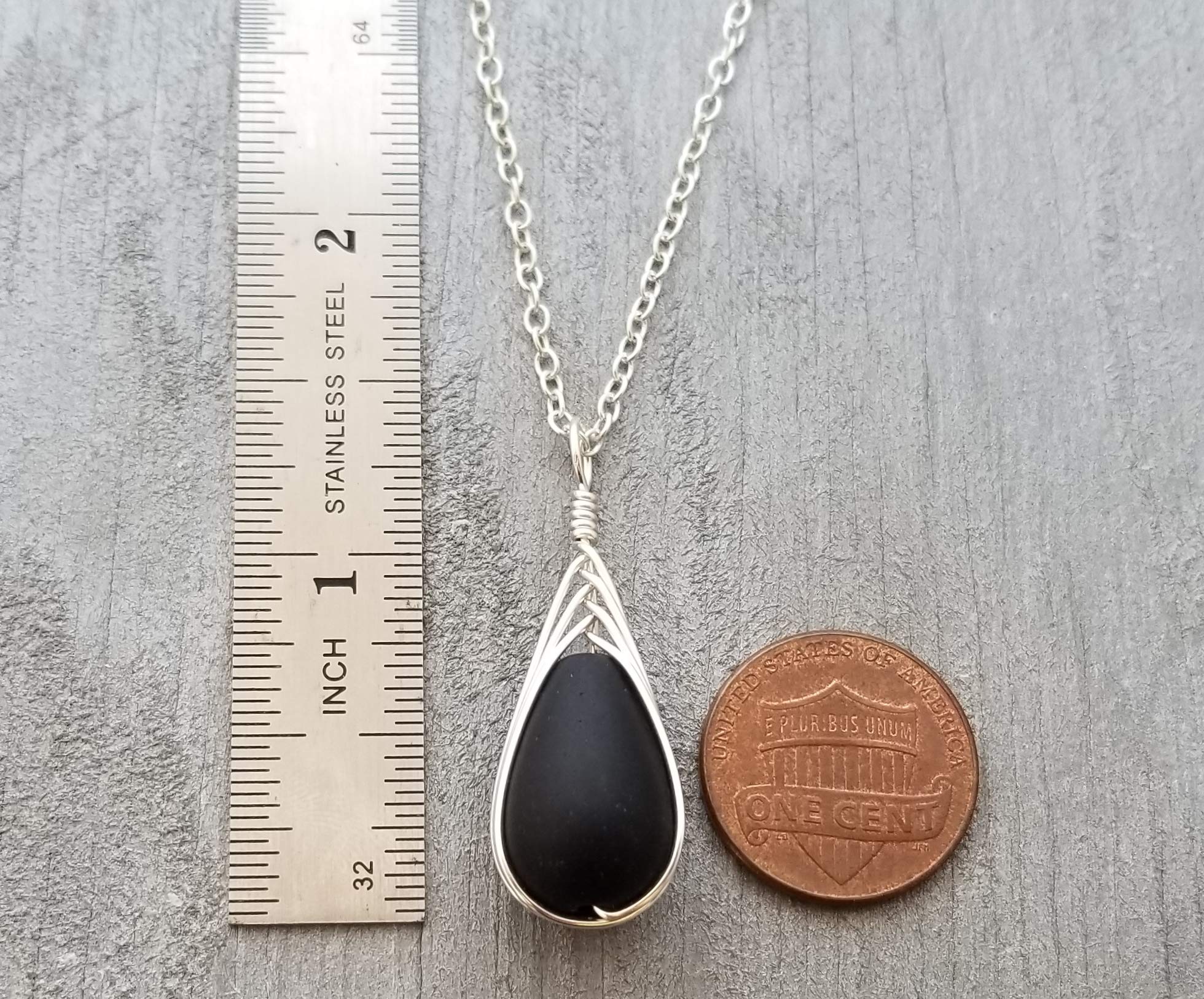Yinahawaii Handmade Sea Glass Necklace, Hawaiian Jewelry For Women, Braided Teardrop Necklace, Unique Sea Glass Jewelry For Women Birthday Gift