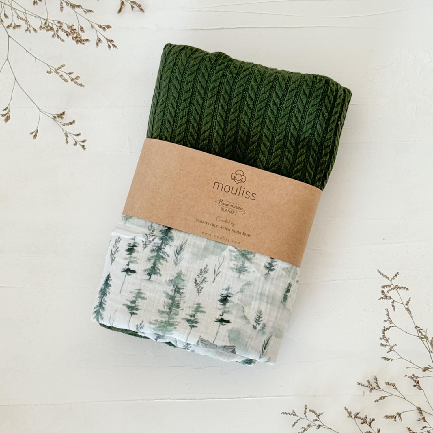 Mouliss Personalized Baby Blanket with Name – Handmade 100% Organic Cotton Newborn Gift | Custom Knit Blanket for Boys, Girls, Kids & Baby Showers