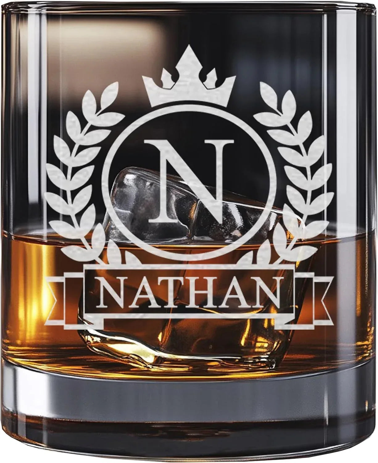 Personalized Whiskey Glass for Men, Custom Engraved Name & Initial Rocks Glasses, 11oz, Barware for Men, Father’s Day Gifts - Handmade Lifestyle Shop