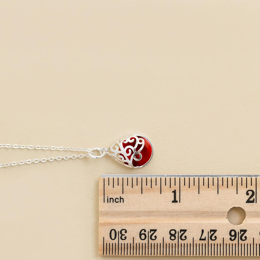 Bottled Up Designs Handmade Filigree Teardrop Necklace, Recycled Antique Glass, Sterling Silver, Eco Friendly, Made in USA, Birthday Gifts, Mothers Day, Women, Anniversary