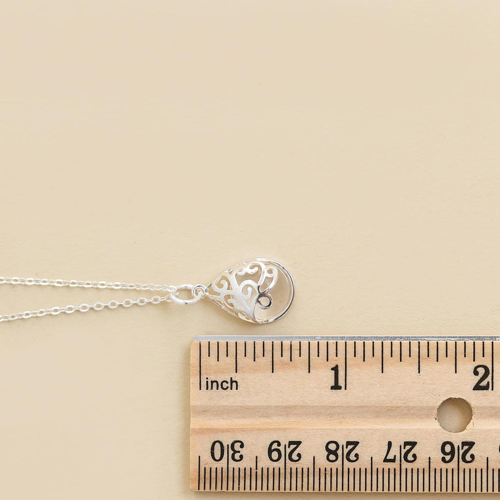 Bottled Up Designs Handmade Filigree Teardrop Necklace, Recycled Antique Glass, Sterling Silver, Eco Friendly, Made in USA, Birthday Gifts, Mothers Day, Women, Anniversary