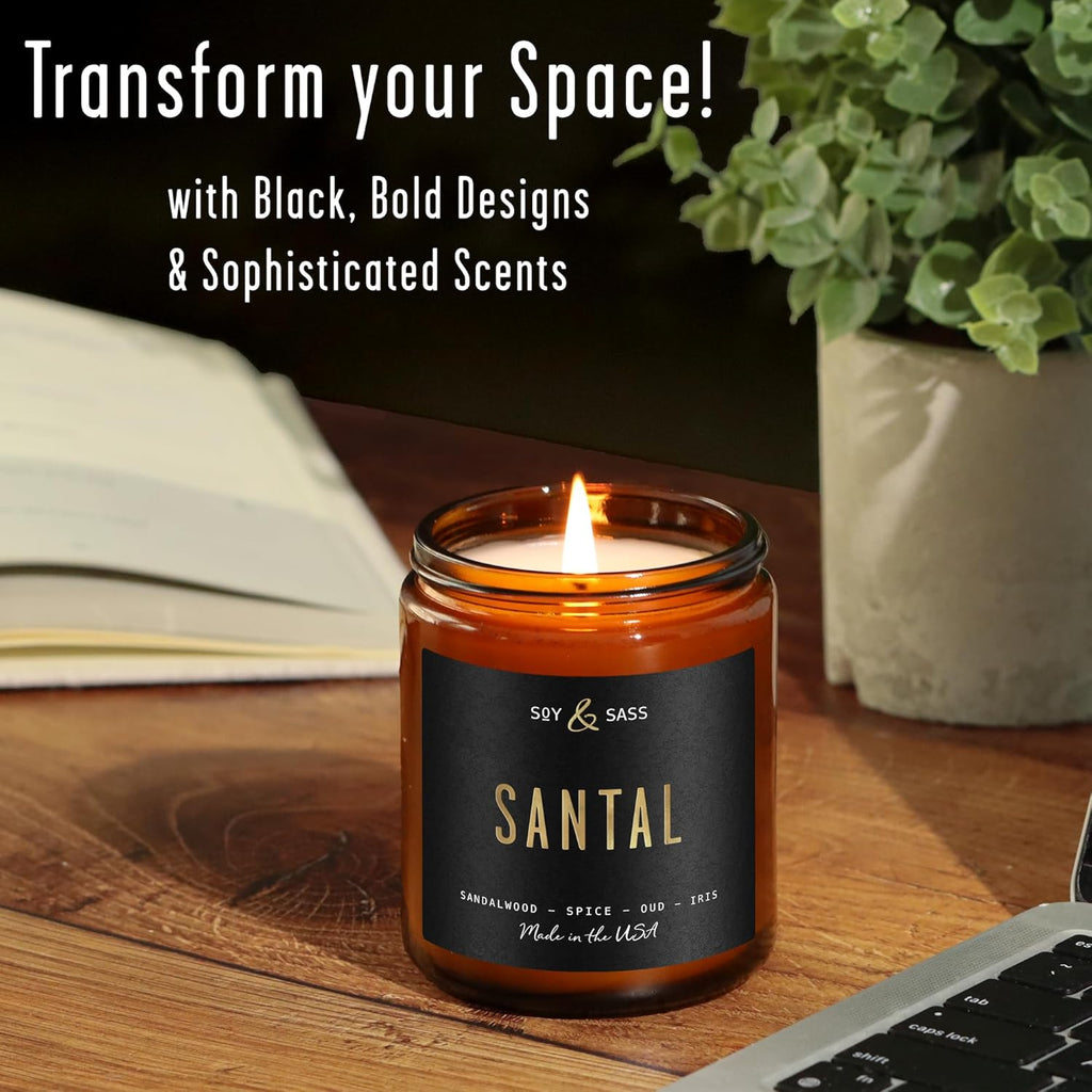 Smoked Vanilla Whiskey Candle - Scented Black Candles for Men or Women - Bourbon, Tobacco & Caramel Soy Wax Mens Candle - Infused w/Essential Oils | Long 50Hr Burn,9oz I Non Toxic I Made in USA