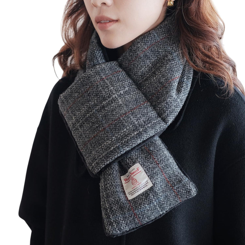 Harris Tweed Tartan Wool Neck Warmer for Women and Men, Handmade Soft Scarf with Plush Lining, Warm Winter Gift - Handmade Lifestyle Shop
