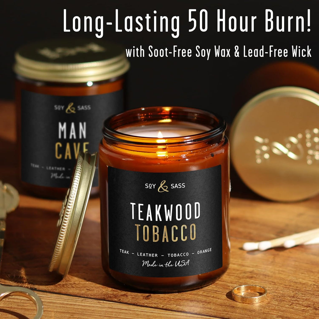 Smoked Vanilla Whiskey Candle - Scented Black Candles for Men or Women - Bourbon, Tobacco & Caramel Soy Wax Mens Candle - Infused w/Essential Oils | Long 50Hr Burn,9oz I Non Toxic I Made in USA