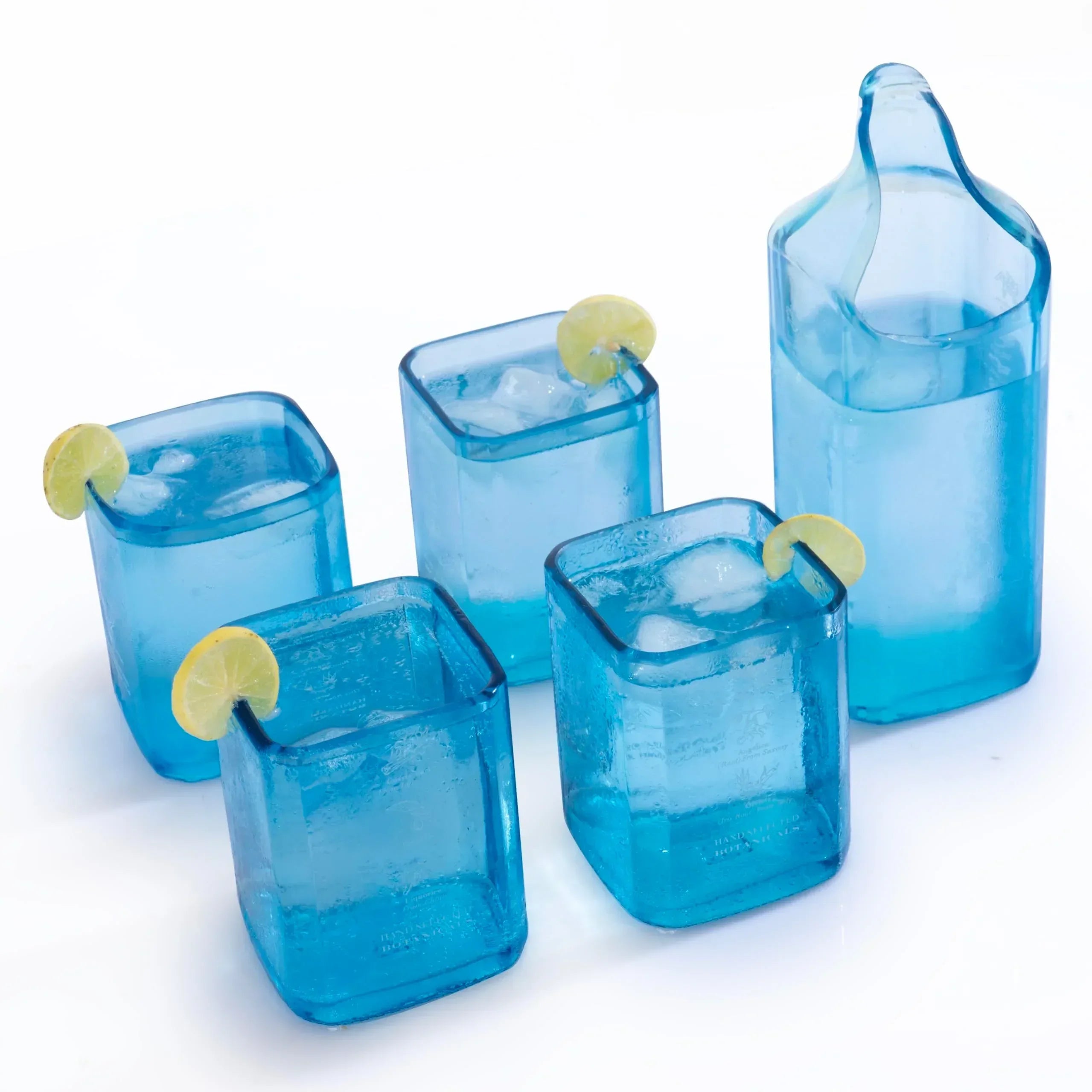 Upcycled Bombay Sapphire Gin Glasses for Drinks - Set of 2 with Velvet Gift Box | Eco-friendly Glassware handcrafted from Gin bottles | Ideal for Gin, Whiskey, Juices, Smoothies, Cocktails - Handmade Lifestyle Shop