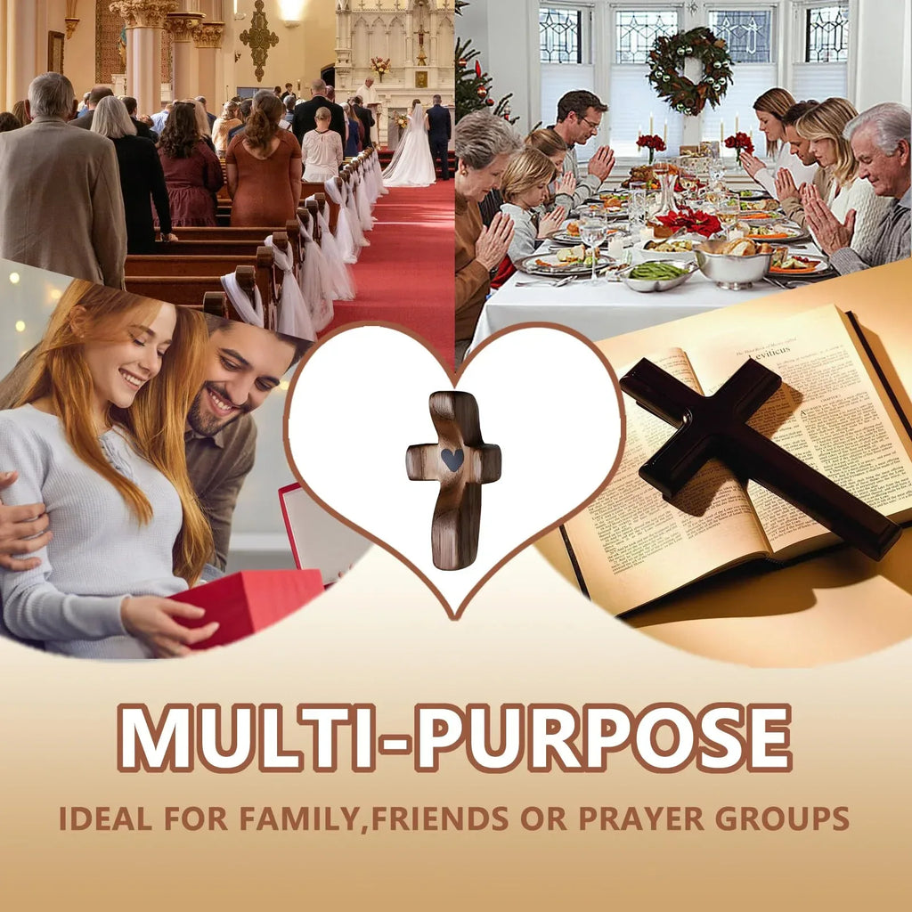 3-Pack Wooden Cross Fidget, Handmade Pocket Wood Crosses, Cross My Heart | Encouragement Gift, Relieve Anxiety for Yourself, Inspirational Easter Gift for Christian Faith, Prayer, Valentines Day Gifts - Handmade Lifestyle Shop