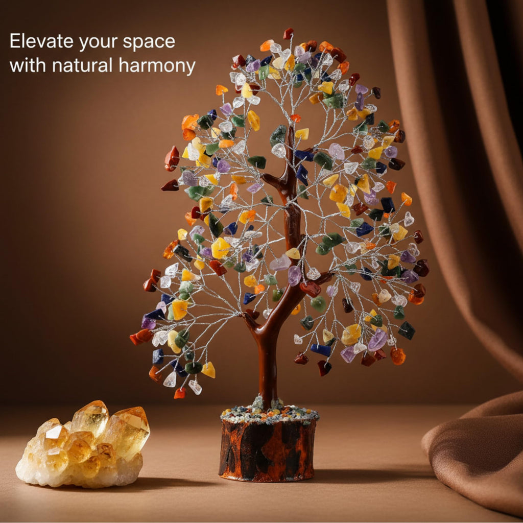 7 Chakra Healing Crystal Tree Kit, Bracelet, Pendant, Necklaces, Handmade Gemstone Money Bonsai Tree of Life Feng Shui Decor for Home Office, Positive Energy, Reiki Healing, for Women