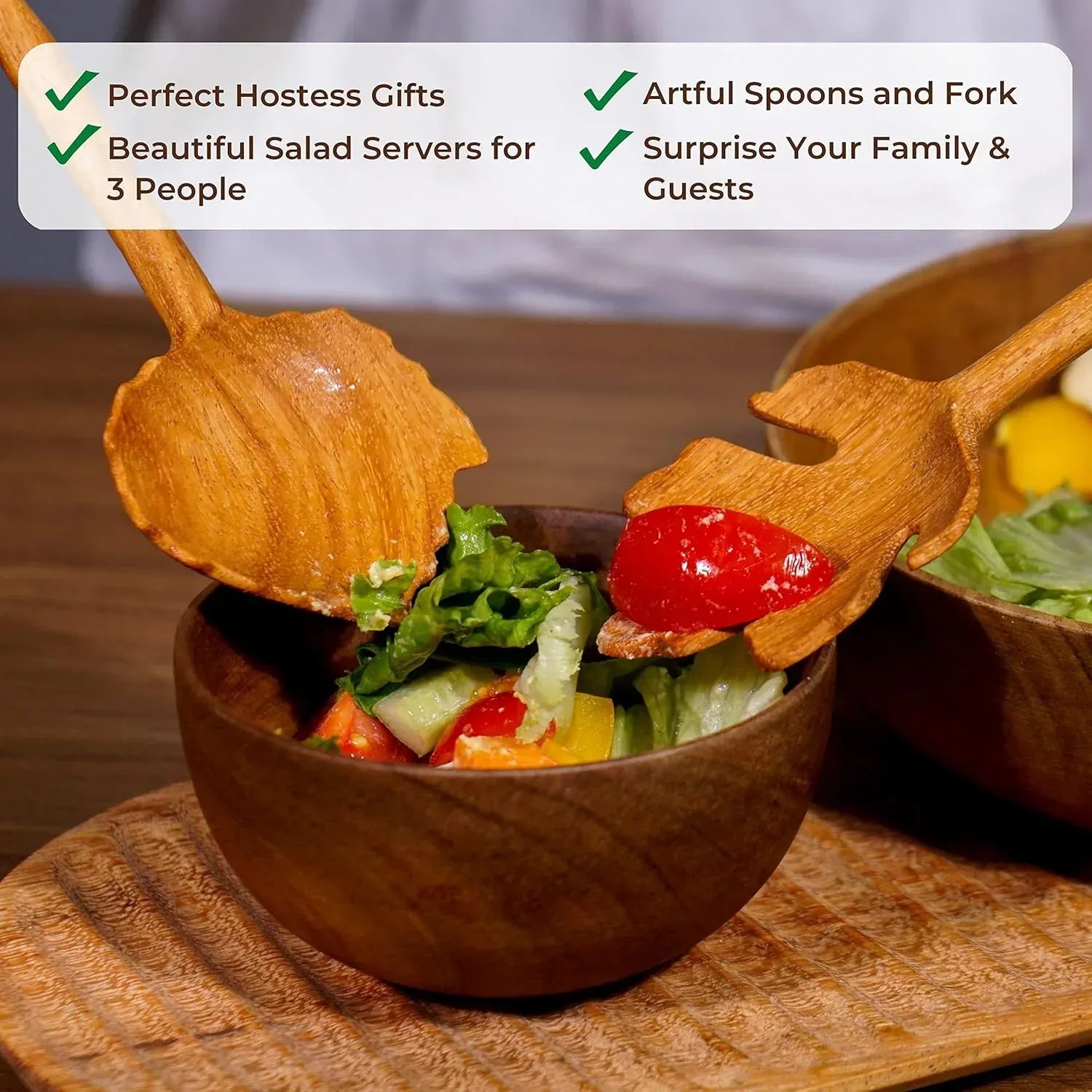 JABIHOME 4 Wooden Spoons and Forks Set, Valentines Hostess Gifts for Women, Couple Cooking Gifts for Women, Handmade Gifts, Nana Gifts - Handmade Lifestyle Shop