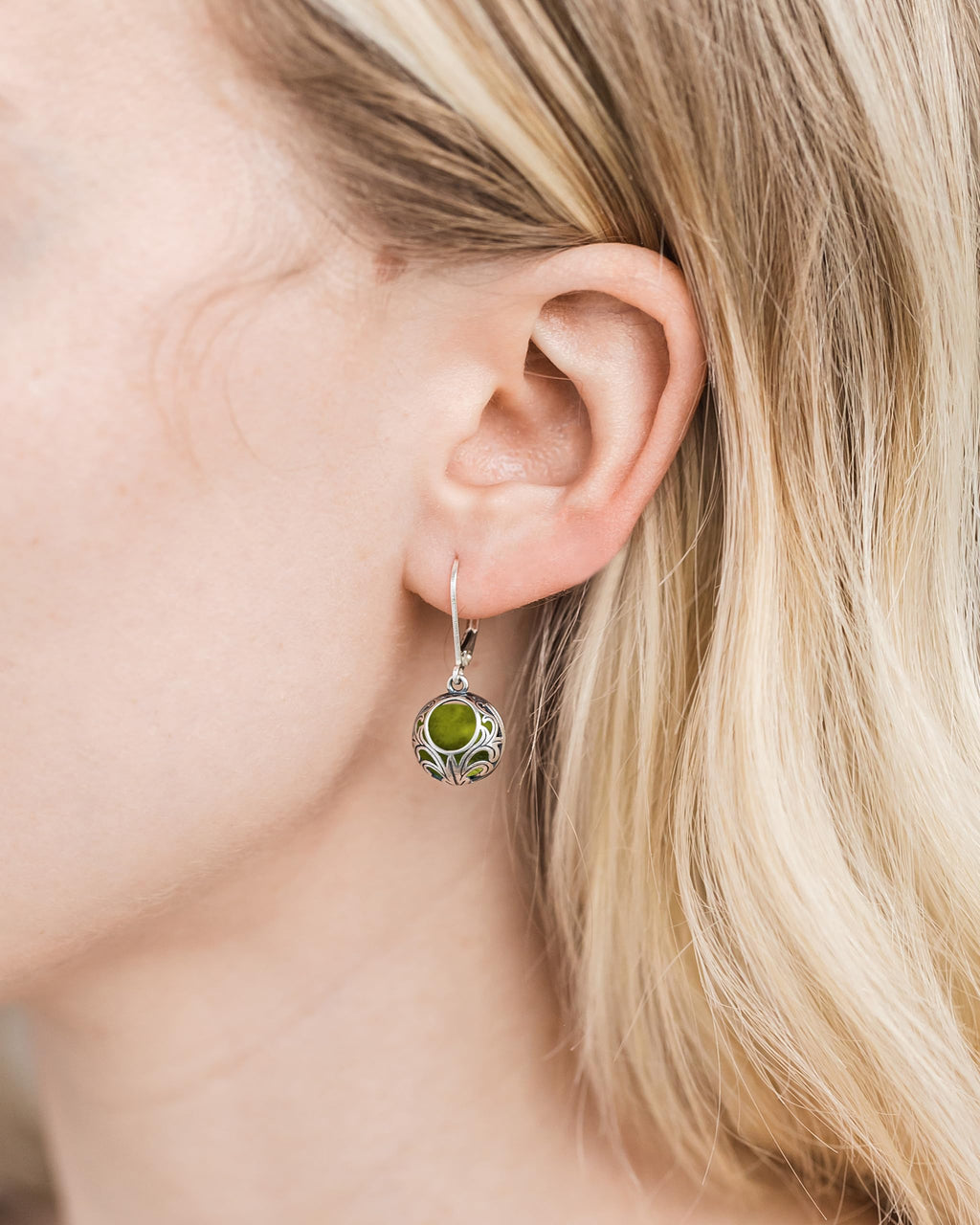 Bottled Up Designs Handmade Vintage Lace Leverback Earrings, Sterling Silver, Eco Friendly, Made in USA, Birthday Gifts, Mothers Day, Women, Anniversary