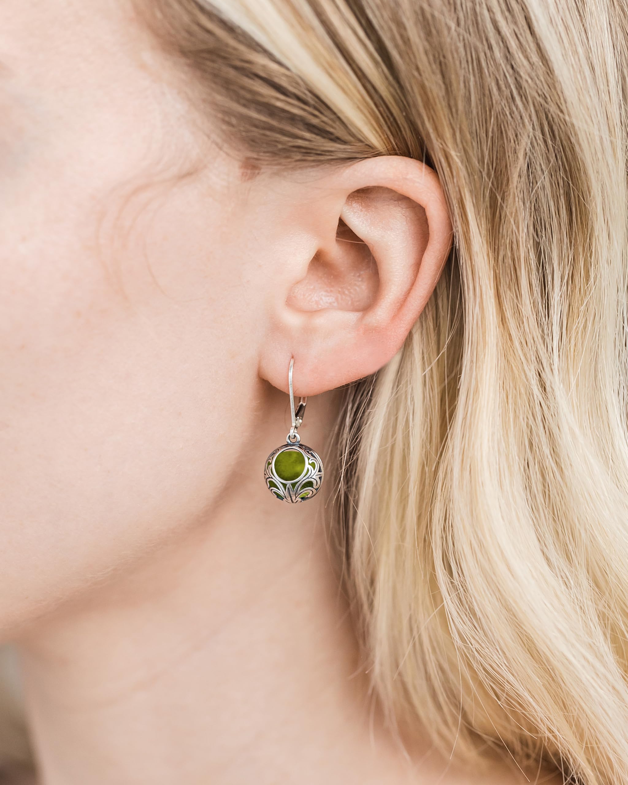 Bottled Up Designs Handmade Vintage Lace Leverback Earrings, Sterling Silver, Eco Friendly, Made in USA, Birthday Gifts, Mothers Day, Women, Anniversary