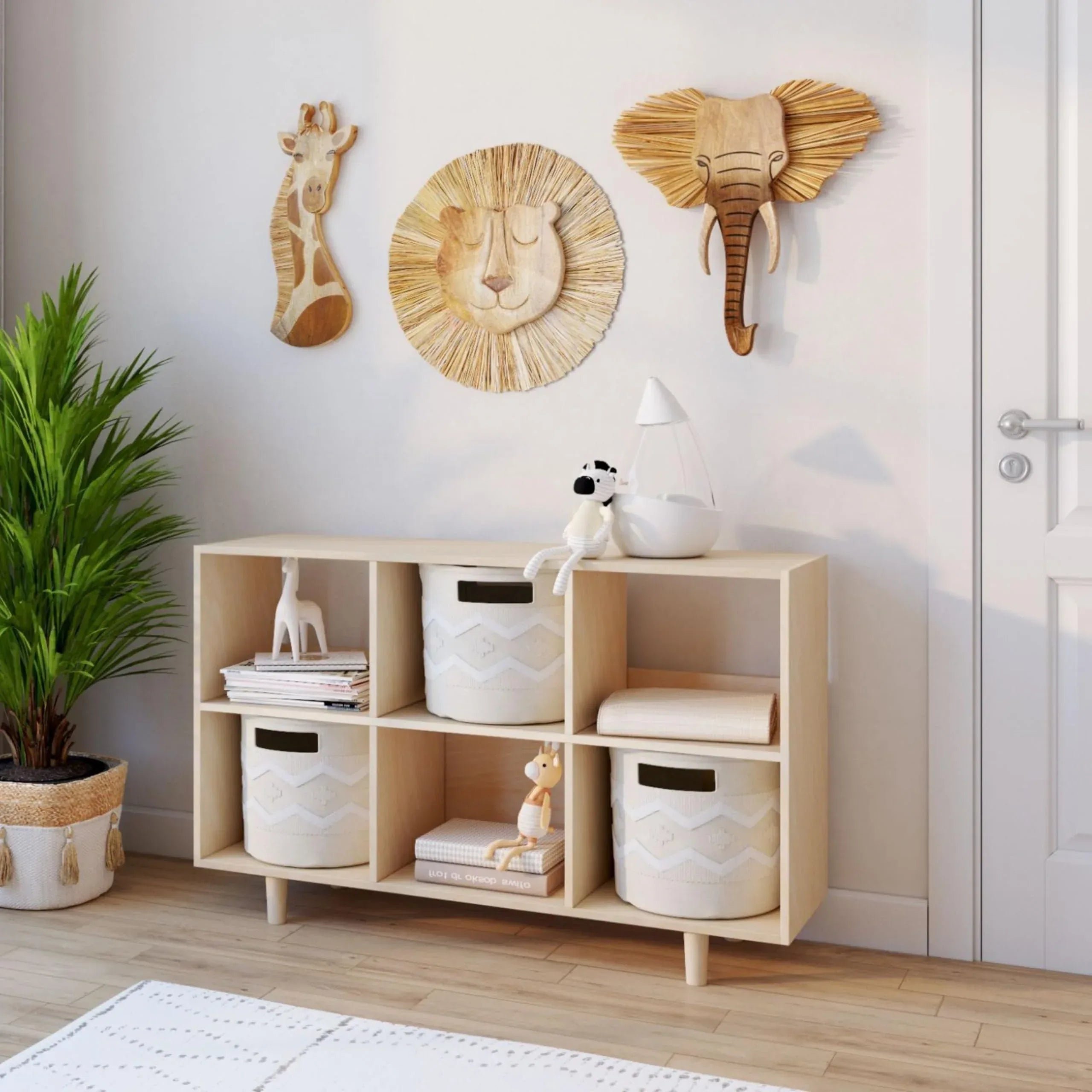 Crane Baby Wooden Safari Wall Decor, Wood Animal Nursery Wall Art, Boho Gender-Neutral Safari Room Decor Elephant 21L X 21W Brown - Handmade Lifestyle Shop