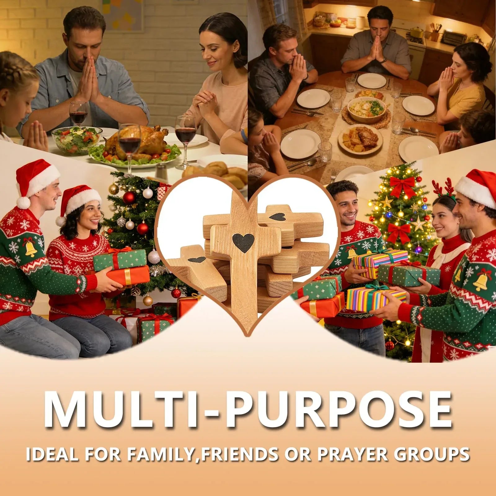 3-Pack Wooden Cross Fidget, Handmade Pocket Wood Crosses, Cross My Heart | Encouragement Gift, Relieve Anxiety for Yourself, Inspirational Easter Gift for Christian Faith, Prayer, Valentines Day Gifts - Handmade Lifestyle Shop