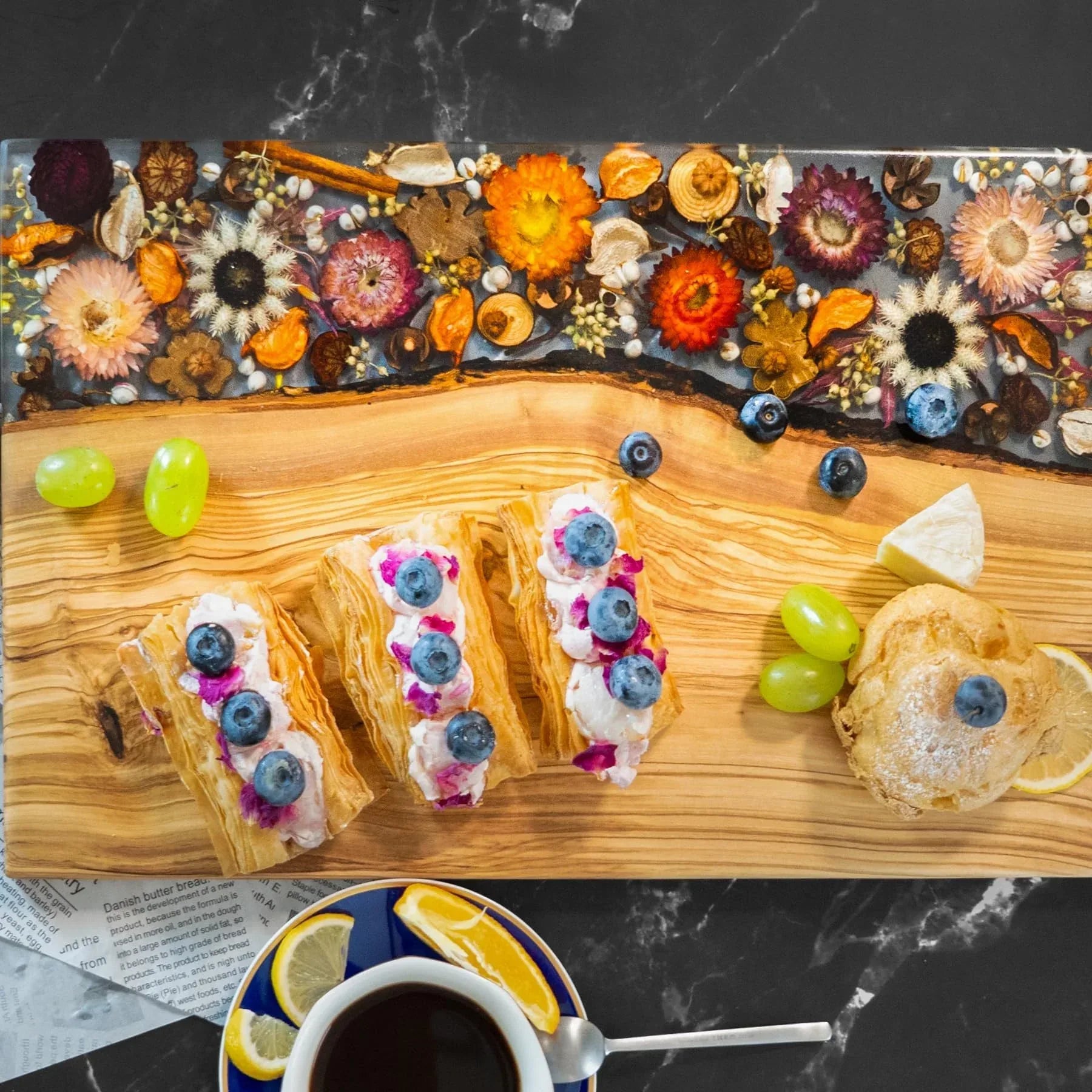 Handmade Olive Wood Charcuterie Board, Personalized Charcuterie Boards for House Warming Gifts, Olive Wood Cutting Board with Unique Floral Design, Wedding Gift for New Couple - Handmade Lifestyle Shop