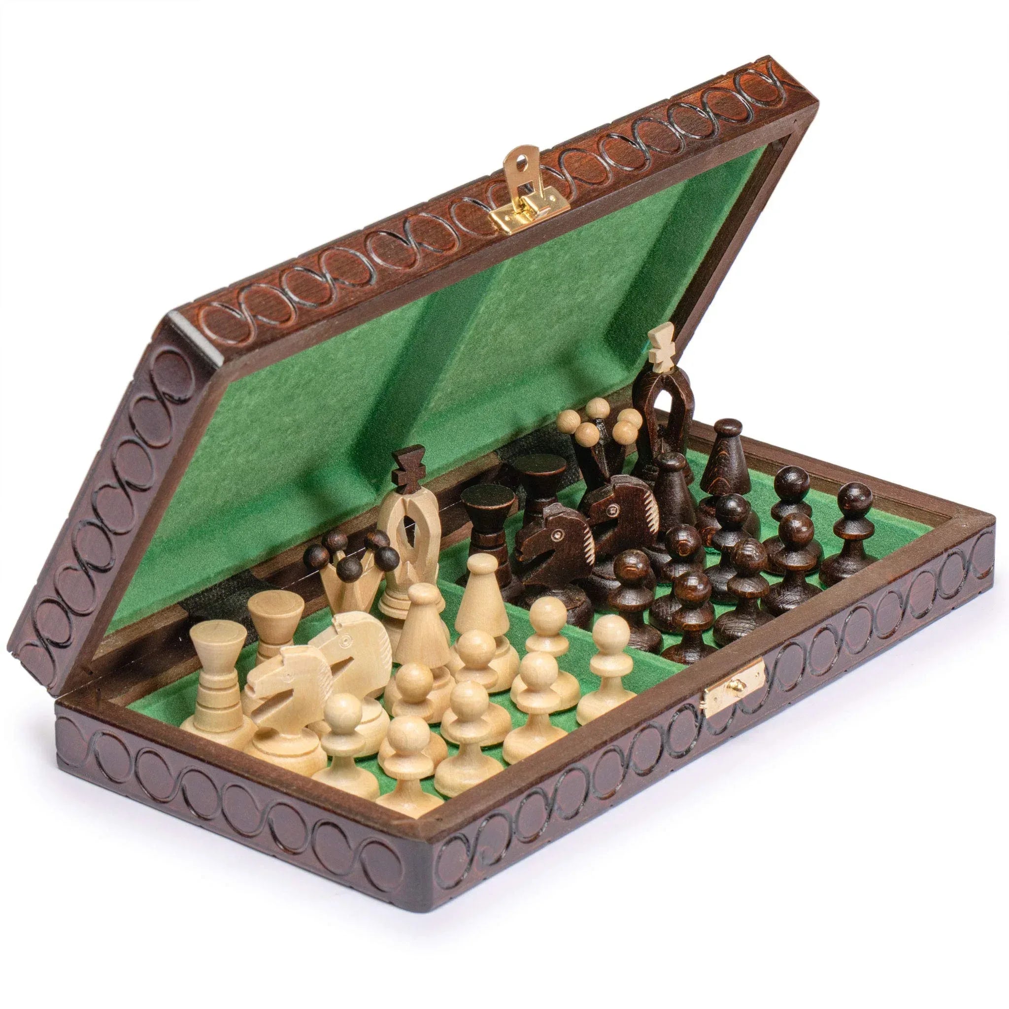 Husaria European International Chess Wooden Game Set, King's Classic - 13.8 Inches Medium Size Chess Set with Handcrafted Chessmen and Felted Folding Board - Handmade Lifestyle Shop