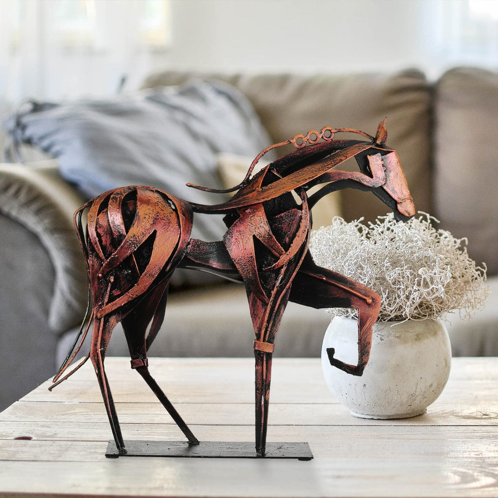 Handmade Metal Horse Statue Decor - Handcrafted & Hand-Painted Sculpture, Unique Rustic Figurine for Home, Office, Desk Decoration (White) - Handmade Lifestyle Shop