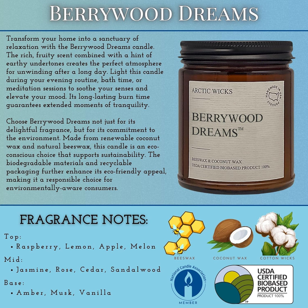 Vanilla Bourbon Candle | Arctic Wicks 9oz Coconut & Beeswax Candles | Scented Non-Toxic Candles for Fall, Winter, Holidays, Gifts For Him, Whiskey Bourbon, Vanilla Candle | USDA Certified Biobased