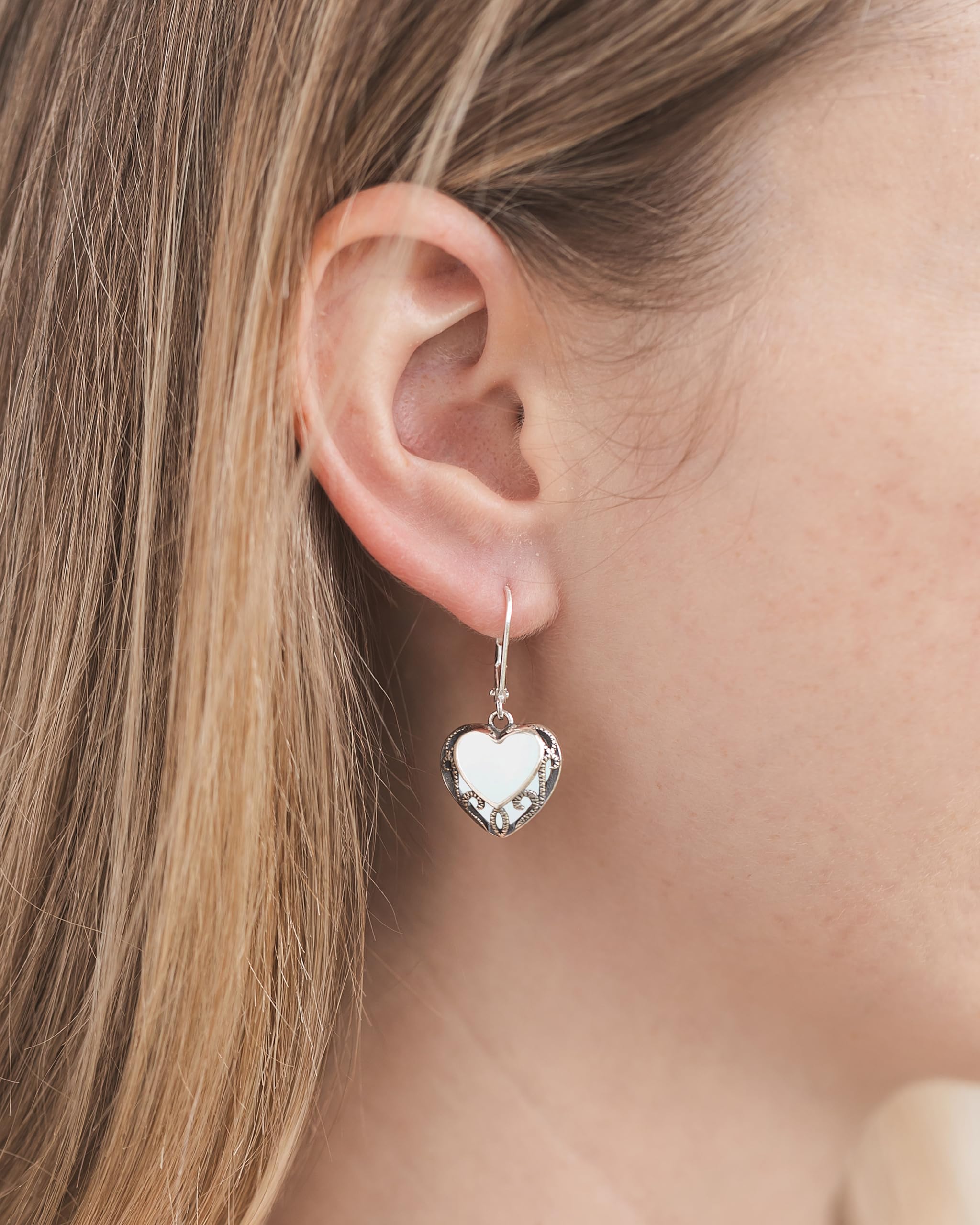 Bottled Up Designs Handmade Homespun Hearts Earrings, Recycled Vintage Glass, Sterling Silver, Eco Friendly, Made in USA, Mothers Day, Women, Anniversary