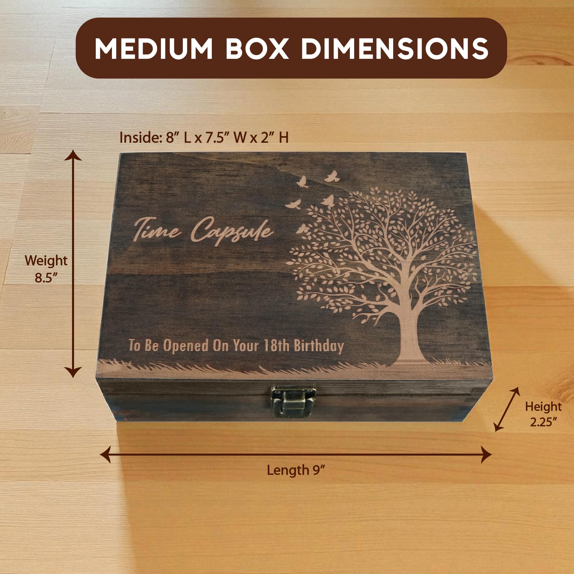 Engraved Memorial Memory Box – Wooden Keepsake Box for Loss of Loved One or Pet – Sympathy Gift – Medium Size – Dark Walnut Finish – 8.5 x 6 x 3 in