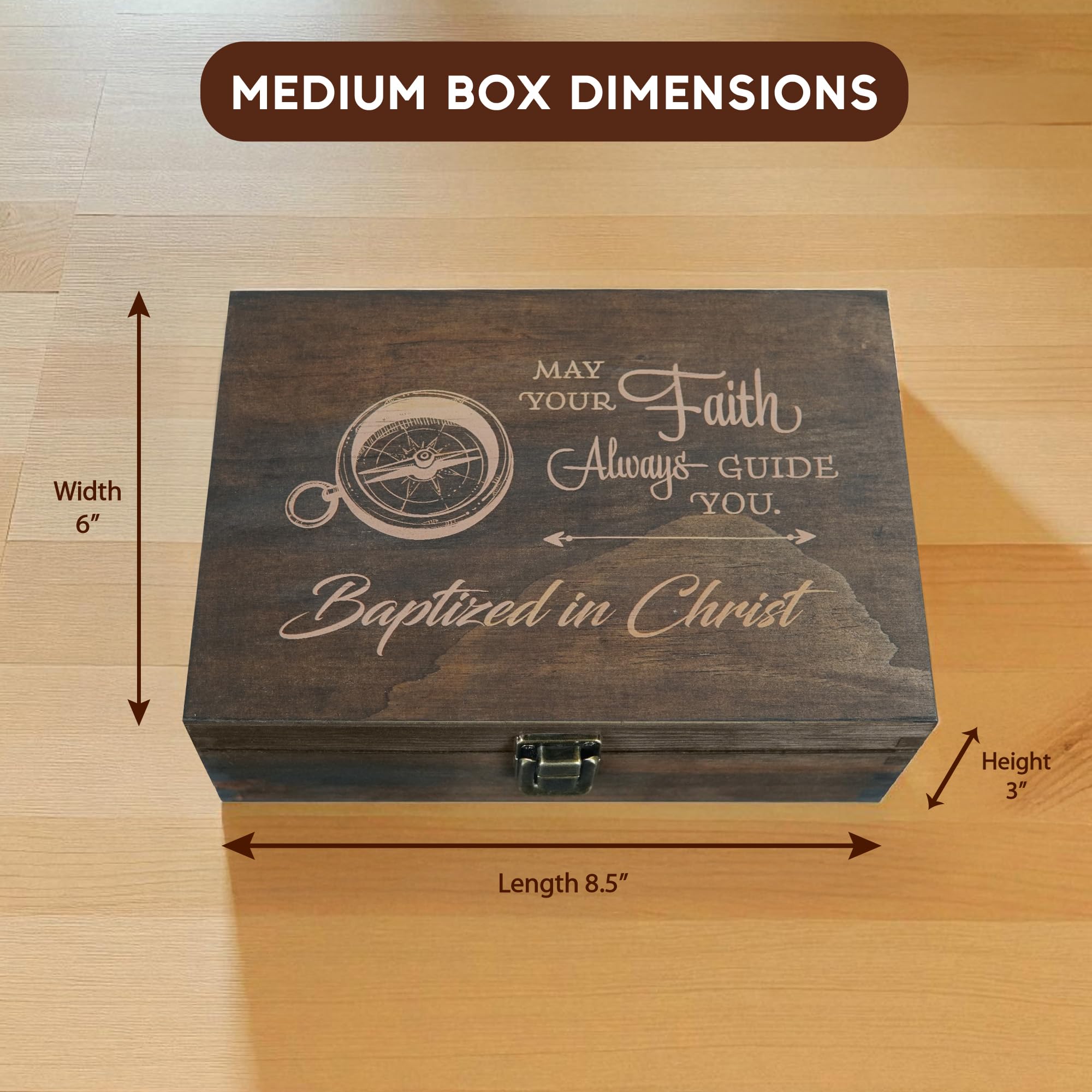 Engraved Memorial Memory Box – Wooden Keepsake Box for Loss of Loved One or Pet – Sympathy Gift – Medium Size – Dark Walnut Finish – 8.5 x 6 x 3 in