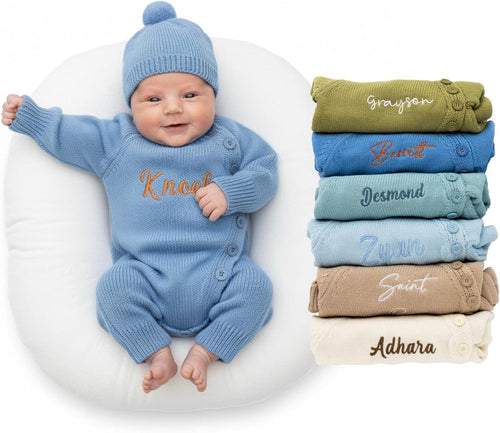 100% Cotton Baby Romper Set with Personalized Embroidery | Newborn Outfit (0-1M), 12 Colors | Soft, Comfortable & Perfect for Gifts - Handmade Lifestyle Shop