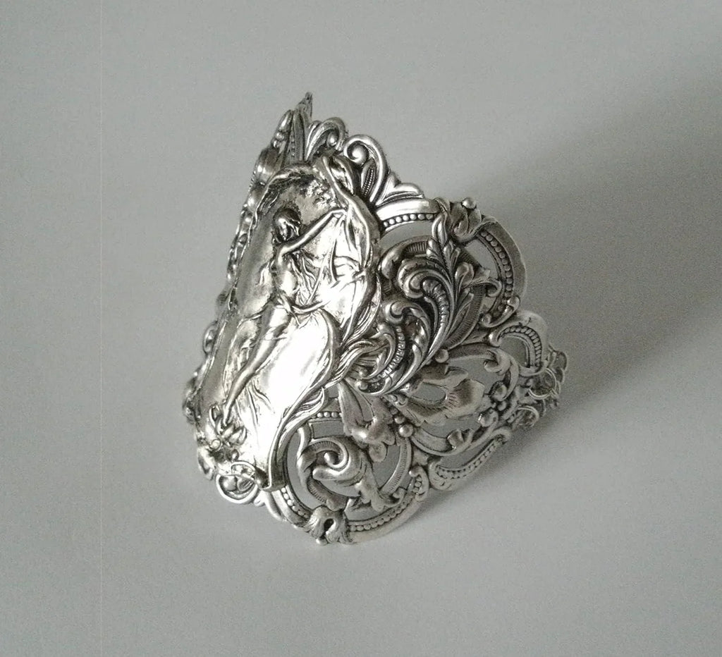 Art Nouveau Cuff Bracelet victorian edwardian renaissance art deco medieval tudor handmade jewelry - Handmade Lifestyle Shop