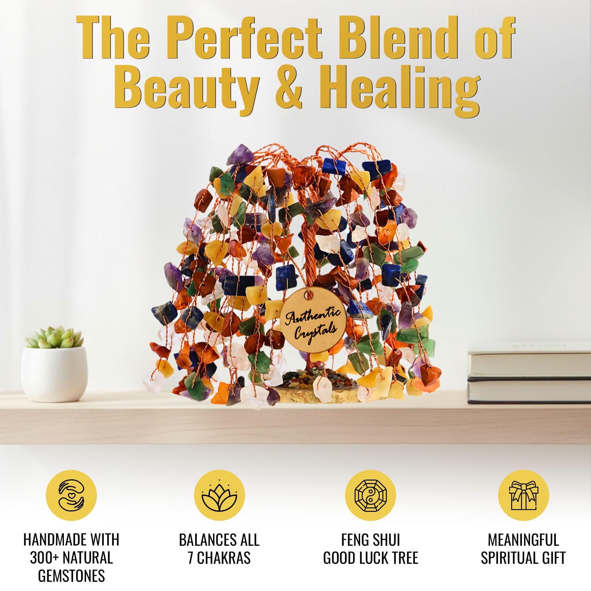 7 Chakra Healing Crystal Tree Kit, Bracelet, Pendant, Necklaces, Handmade Gemstone Money Bonsai Tree of Life Feng Shui Decor for Home Office, Positive Energy, Reiki Healing, for Women