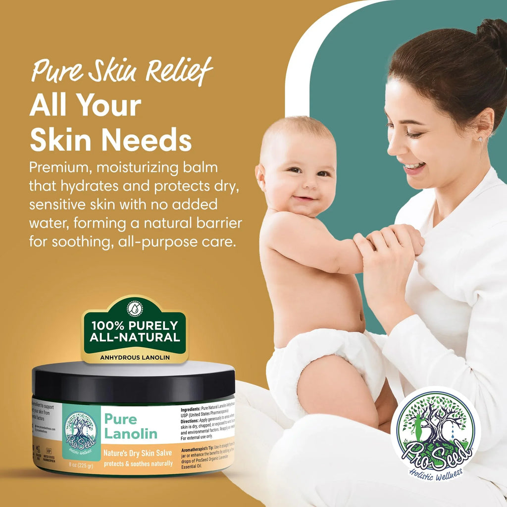 100% Pure Lanolin, Handmade in USA, Unrefined Balm, Dry & Itchy Skin, Cracked Lips, Breastfeeding, Nipple Cream, Baby Care, Moisture-Rich, Nursing Essentials & Petroleum-Free, for Hands, Face & Body - Handmade Lifestyle Shop