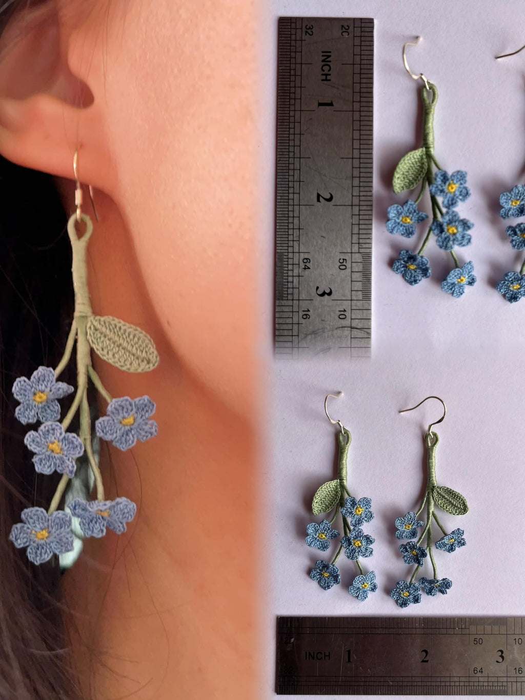 Crochet Flower Handmade Crochet Earring Drop Dangle Earring For Women Girls