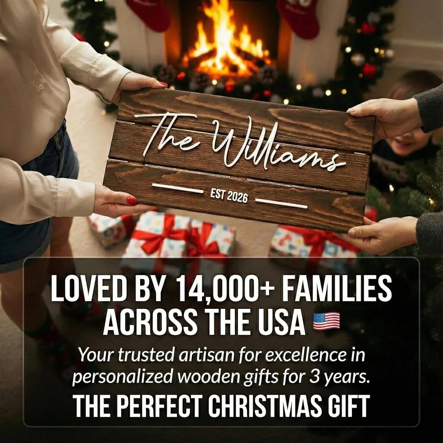 Wooden Name Sign Personalized and Custom, Solid Rustic Wood, Wedding Gifts for Couples, Home, Office, Family Last Name Established Signs, Est. Date Sign 23x10" (Medium) - Handmade Lifestyle Shop