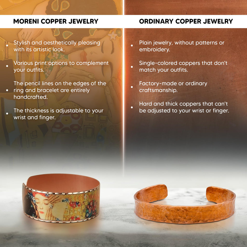 Moreni Copper Bracelet for Women with Wooden Gift Box – Art-Inspired Elegant & Timeless Handmade Jewelry Gift