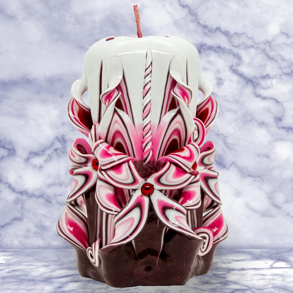 Handmade Carved Candle - Surprise Gift For Her - Decor Birthday Halloween Thanksgiving Christmas - Spiritual Living Room Home Decor Candles - Unique Engagement Wedding Idea - White Blue - Ordagio