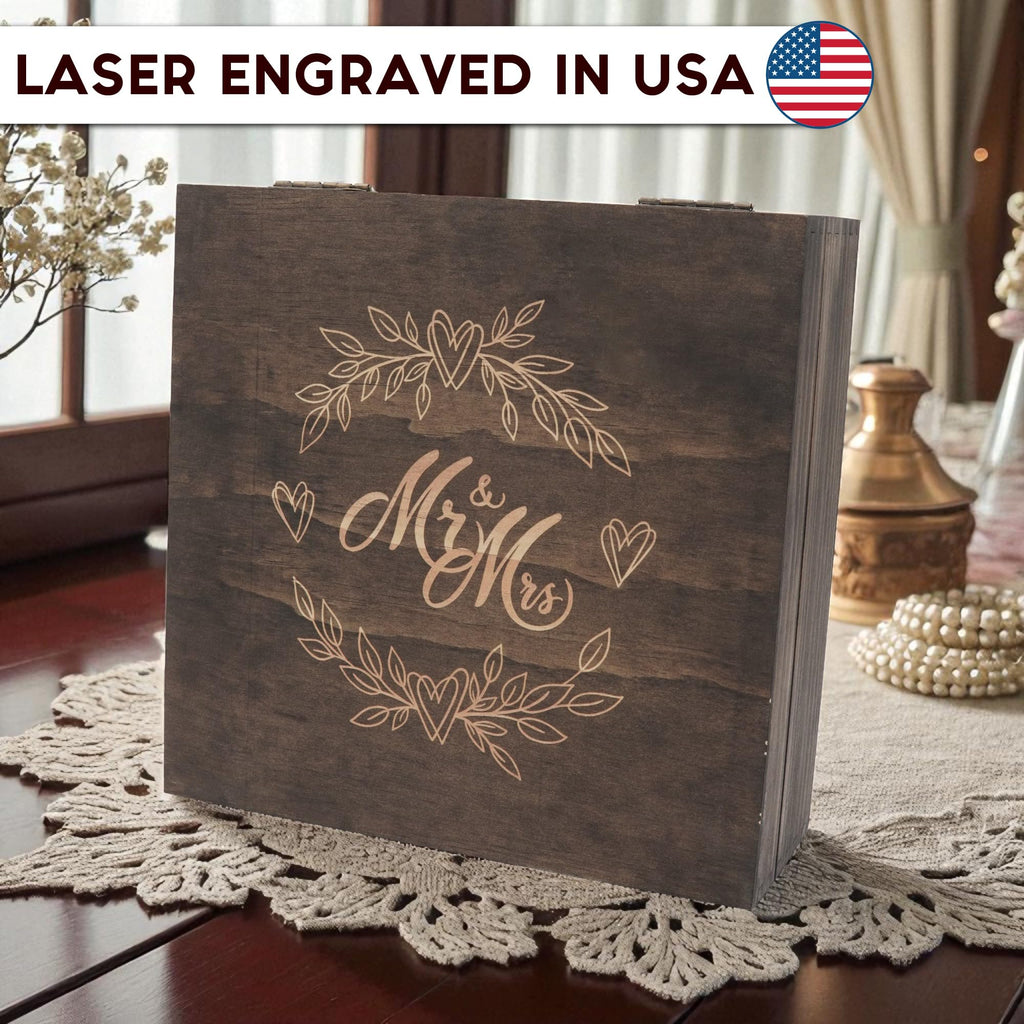 Engraved Memorial Memory Box – Wooden Keepsake Box for Loss of Loved One or Pet – Sympathy Gift – Medium Size – Dark Walnut Finish – 8.5 x 6 x 3 in