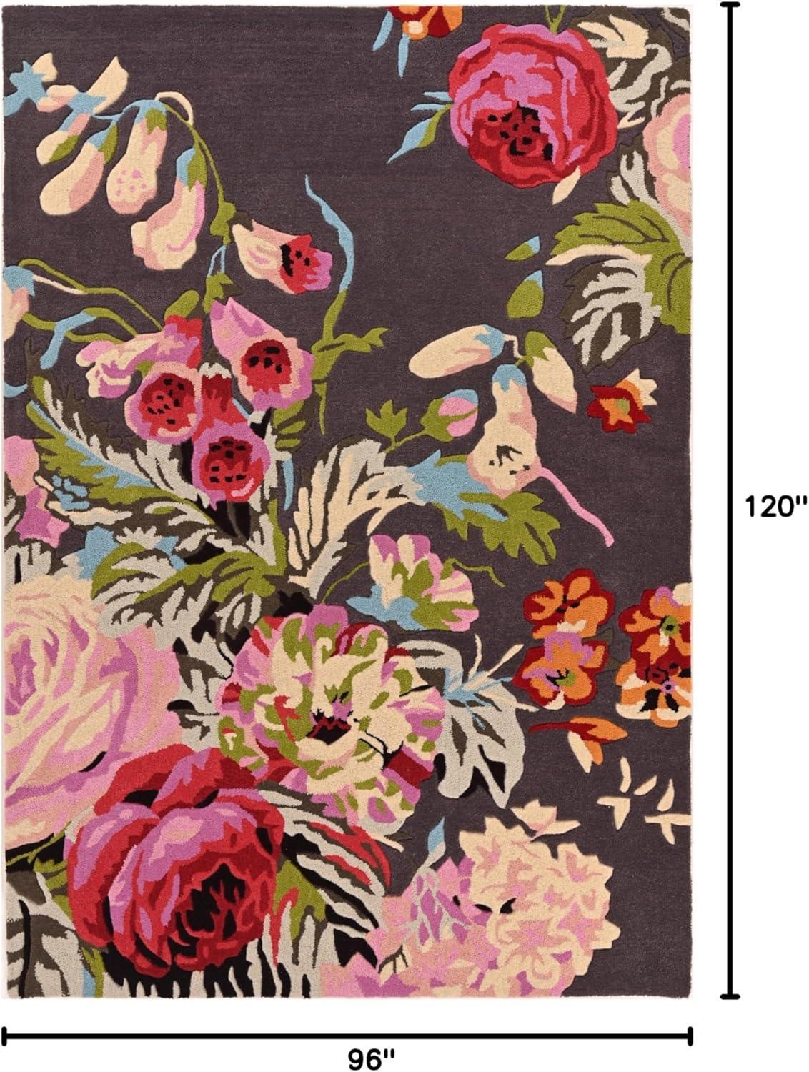 Modern Rose Floral Wool Rug | Handmade Area Rug with Garden Colorful Flowers for Living Room Dining Room and Kitchen (Brown, 10x8 ft) - Handmade Lifestyle Shop