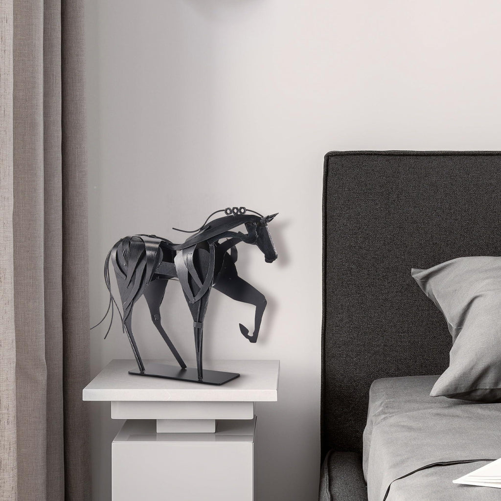 Handmade Metal Horse Statue Decor - Handcrafted & Hand-Painted Sculpture, Unique Rustic Figurine for Home, Office, Desk Decoration (White) - Handmade Lifestyle Shop