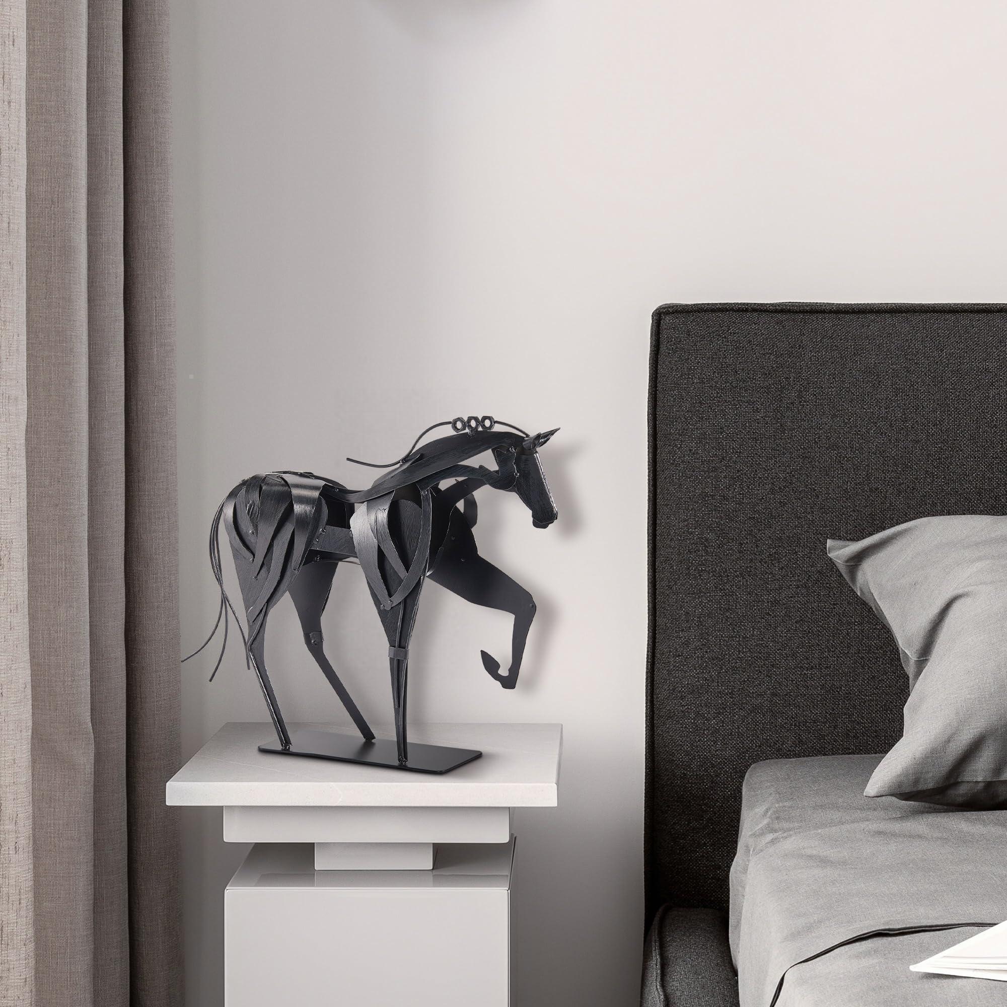 Handmade Metal Horse Statue Decor - Handcrafted & Hand-Painted Sculpture, Unique Rustic Figurine for Home, Office, Desk Decoration (White) - Handmade Lifestyle Shop