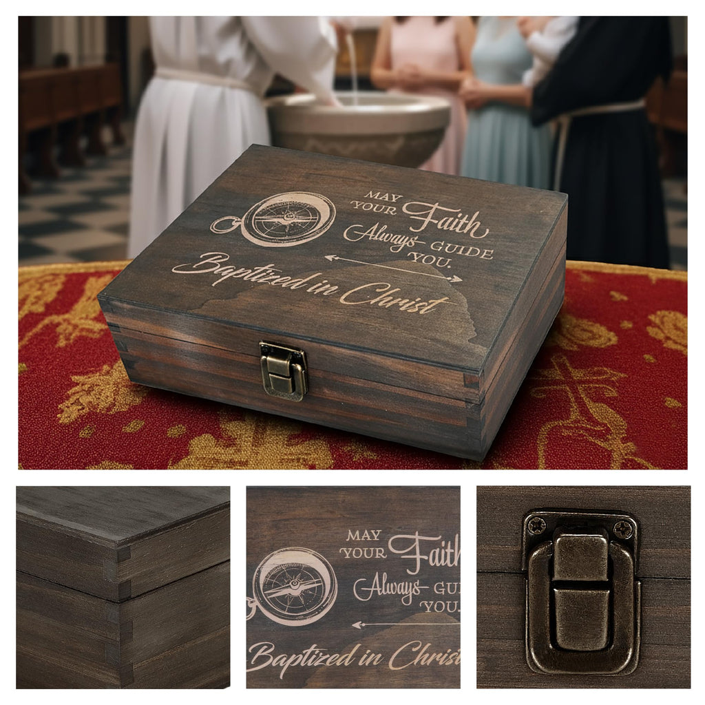 Engraved Memorial Memory Box – Wooden Keepsake Box for Loss of Loved One or Pet – Sympathy Gift – Medium Size – Dark Walnut Finish – 8.5 x 6 x 3 in