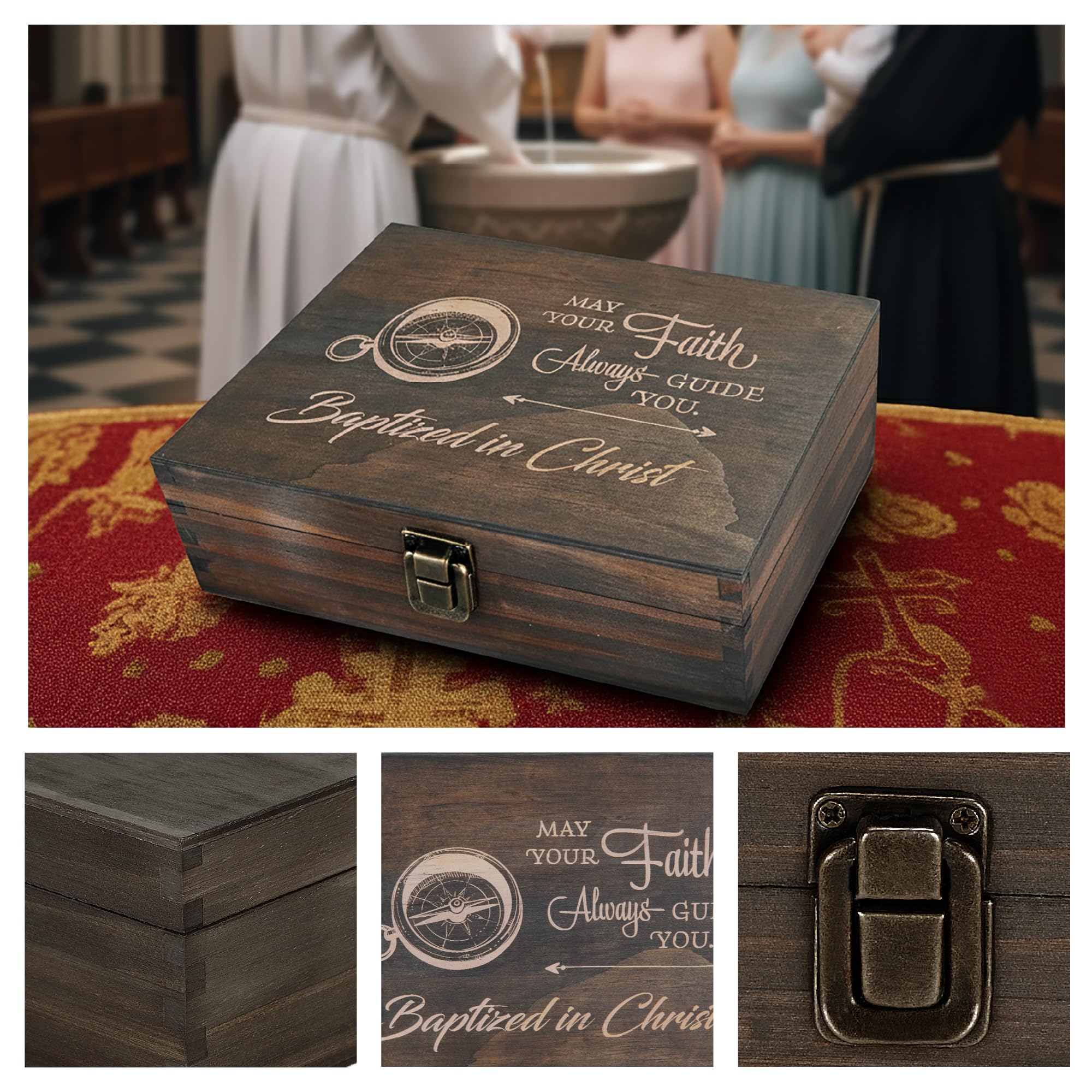 Engraved Memorial Memory Box – Wooden Keepsake Box for Loss of Loved One or Pet – Sympathy Gift – Medium Size – Dark Walnut Finish – 8.5 x 6 x 3 in