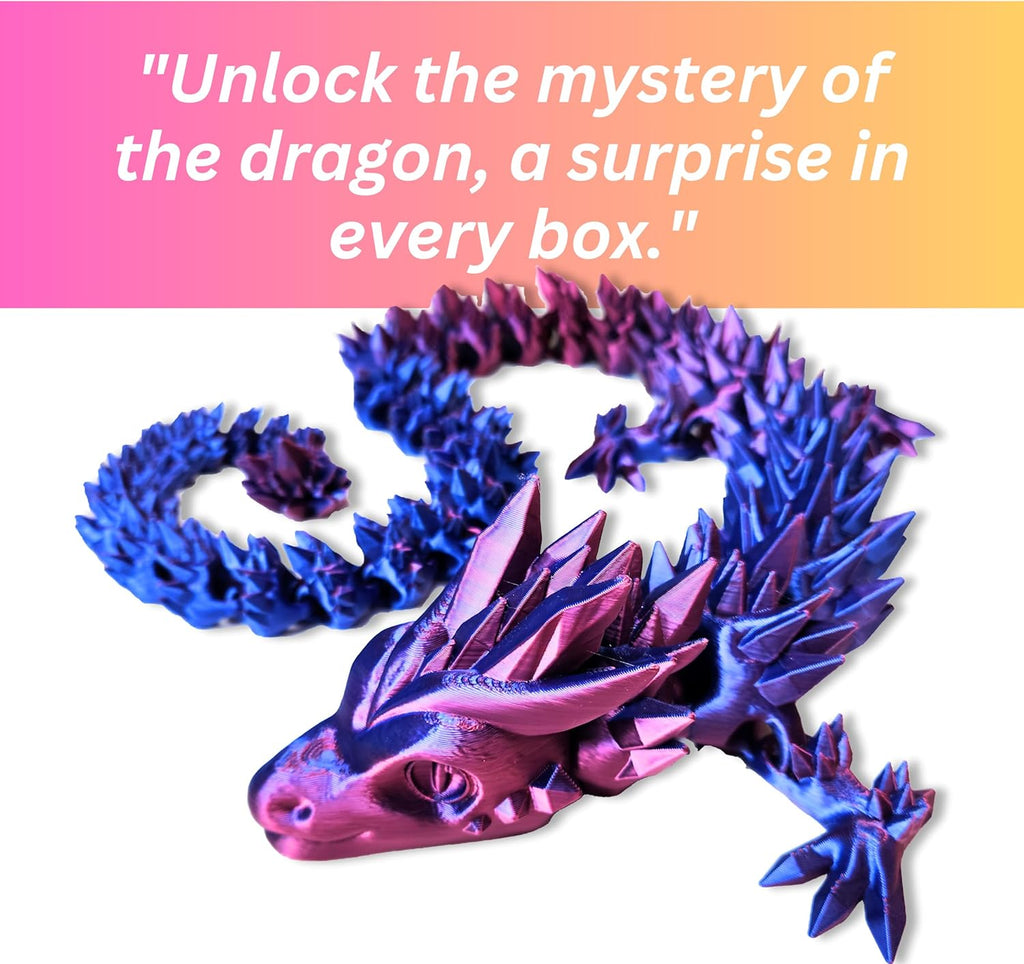 20" Articulated 3D Printed Dragon – Color-Changing Fidget Figurine, Mythical Figure, Made in USA, 3D Printed Toys - Valentines Day Gift for Boys and Girls (Rainbow with Blue Egg)
