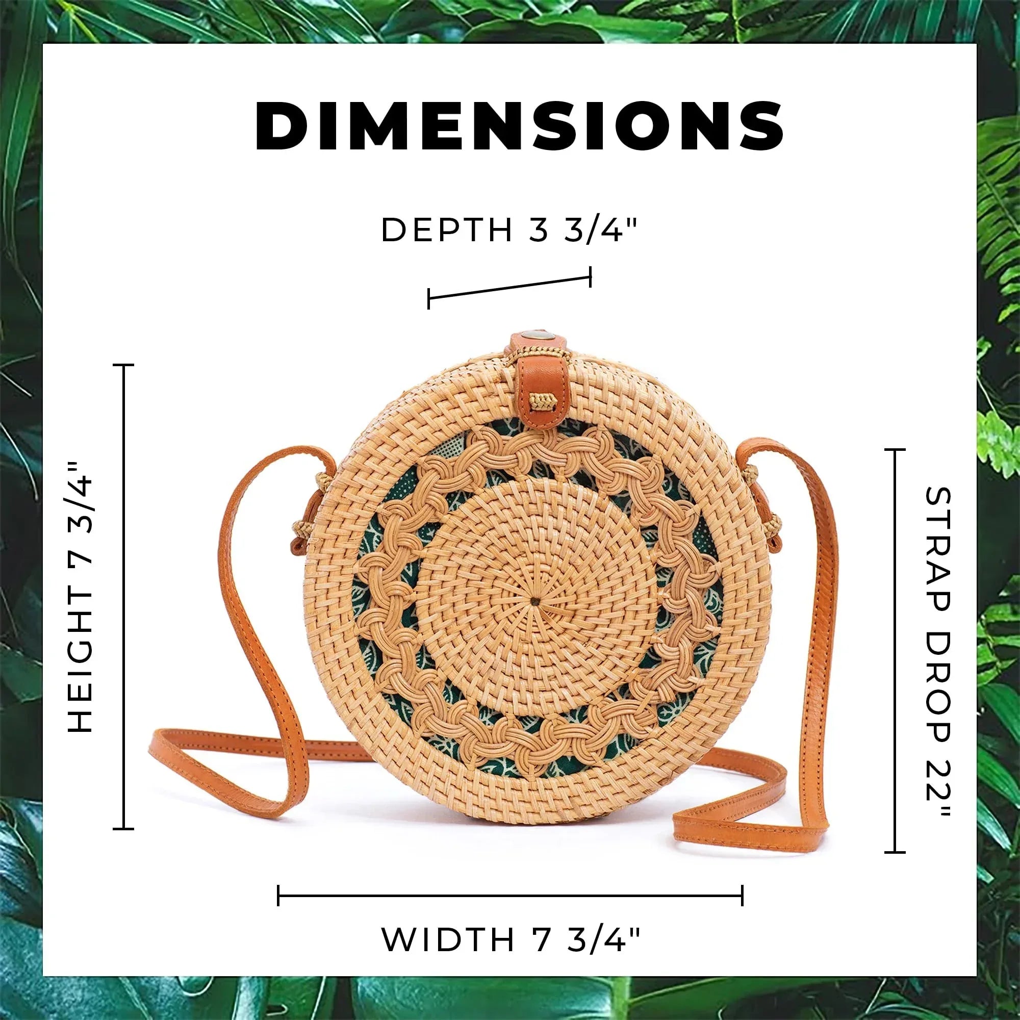 Novum Crafts Round Rattan Bag for Women - Handmade Straw Bags - Wicker Purse - Brown White Circle Crossbody Boho Bags - Handmade Lifestyle Shop