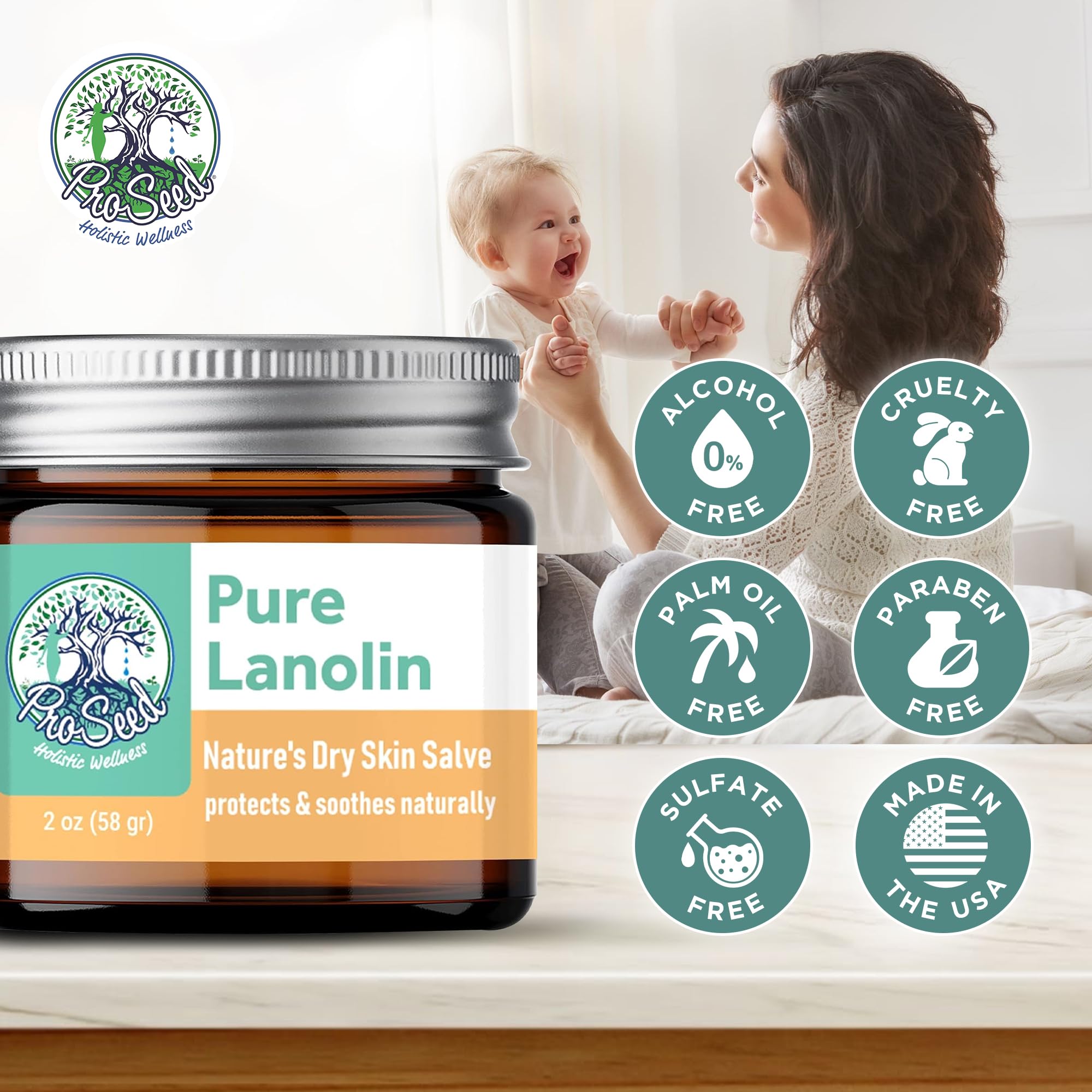100% Pure Lanolin, Handmade in USA, Unrefined Balm, Dry & Itchy Skin, Cracked Lips, Breastfeeding, Nipple Cream, Baby Care, Moisture-Rich, Nursing Essentials & Petroleum-Free, for Hands, Face & Body