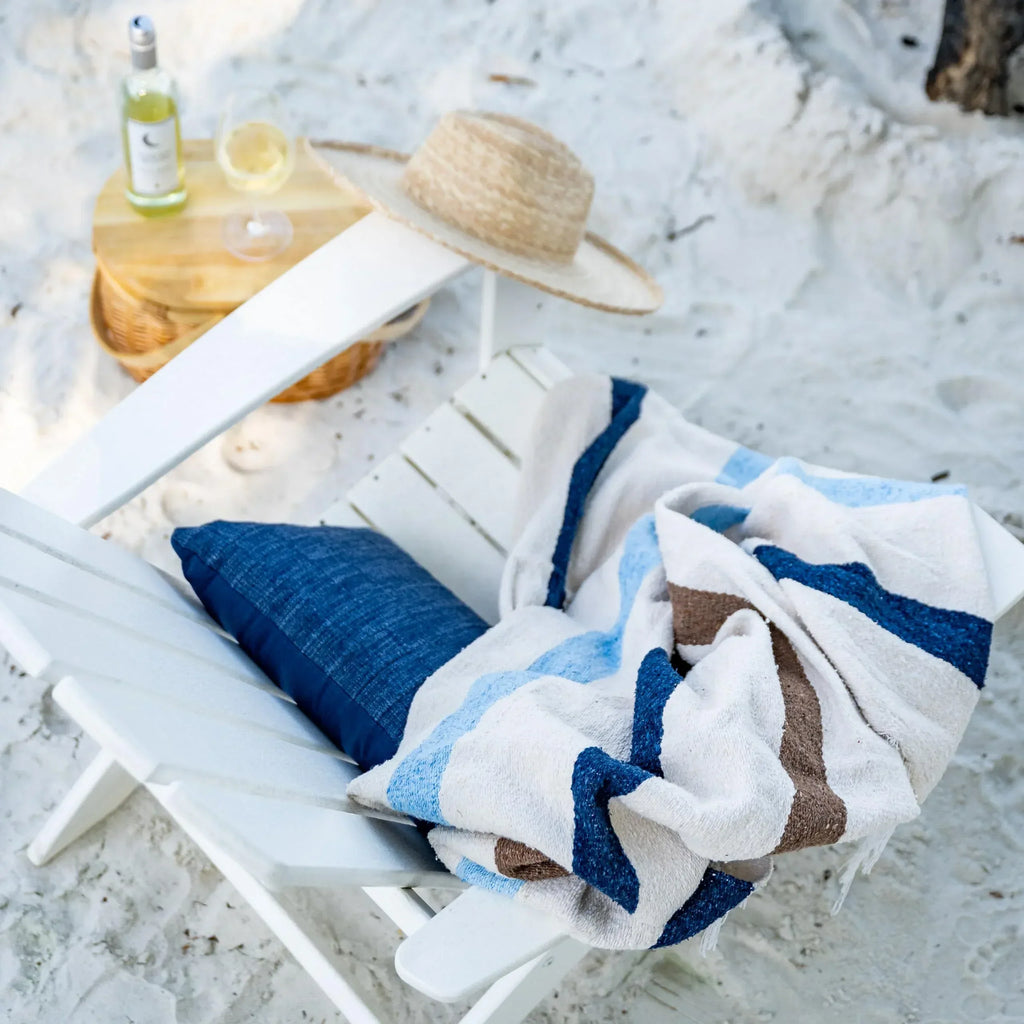 Tan Mexican Blanket by Laguna Beach Textile Co - Beach, Yoga, Camping, or Decorative Throw Blanket - Traditional Handmade Serape - Wheat Sol - Handmade Lifestyle Shop