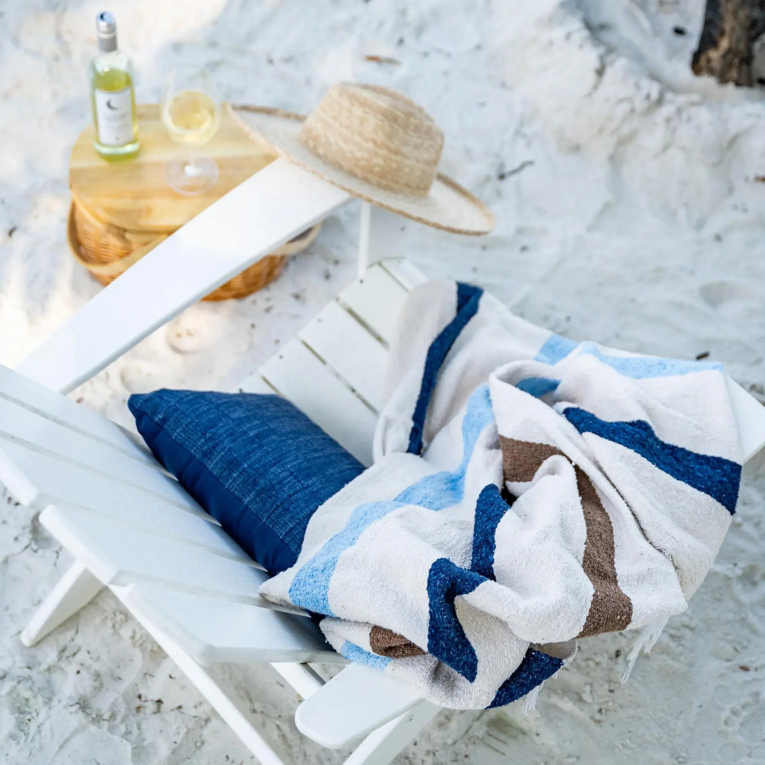 Tan Mexican Blanket by Laguna Beach Textile Co - Beach, Yoga, Camping, or Decorative Throw Blanket - Traditional Handmade Serape - Wheat Sol - Handmade Lifestyle Shop