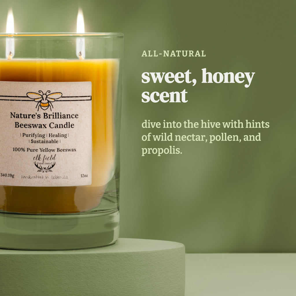 Berries Organic Beeswax Candle | 2 Ingredients | 100% Pure Beeswax Candles, Non Toxic, Natural, Organic Candles, Beeswax Candles Scented, Non Toxic Candles, 80 Hour, 10oz