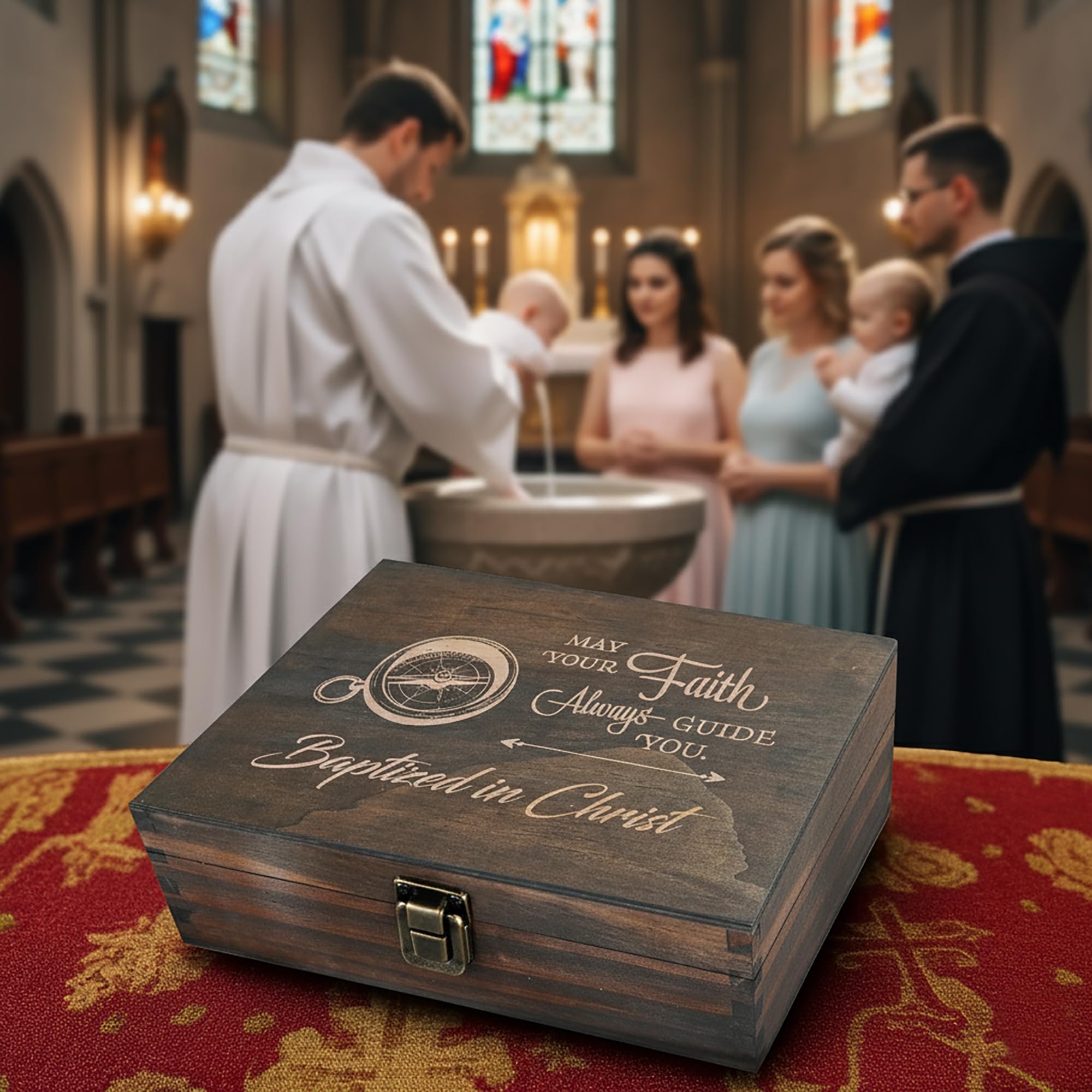 Engraved Memorial Memory Box – Wooden Keepsake Box for Loss of Loved One or Pet – Sympathy Gift – Medium Size – Dark Walnut Finish – 8.5 x 6 x 3 in