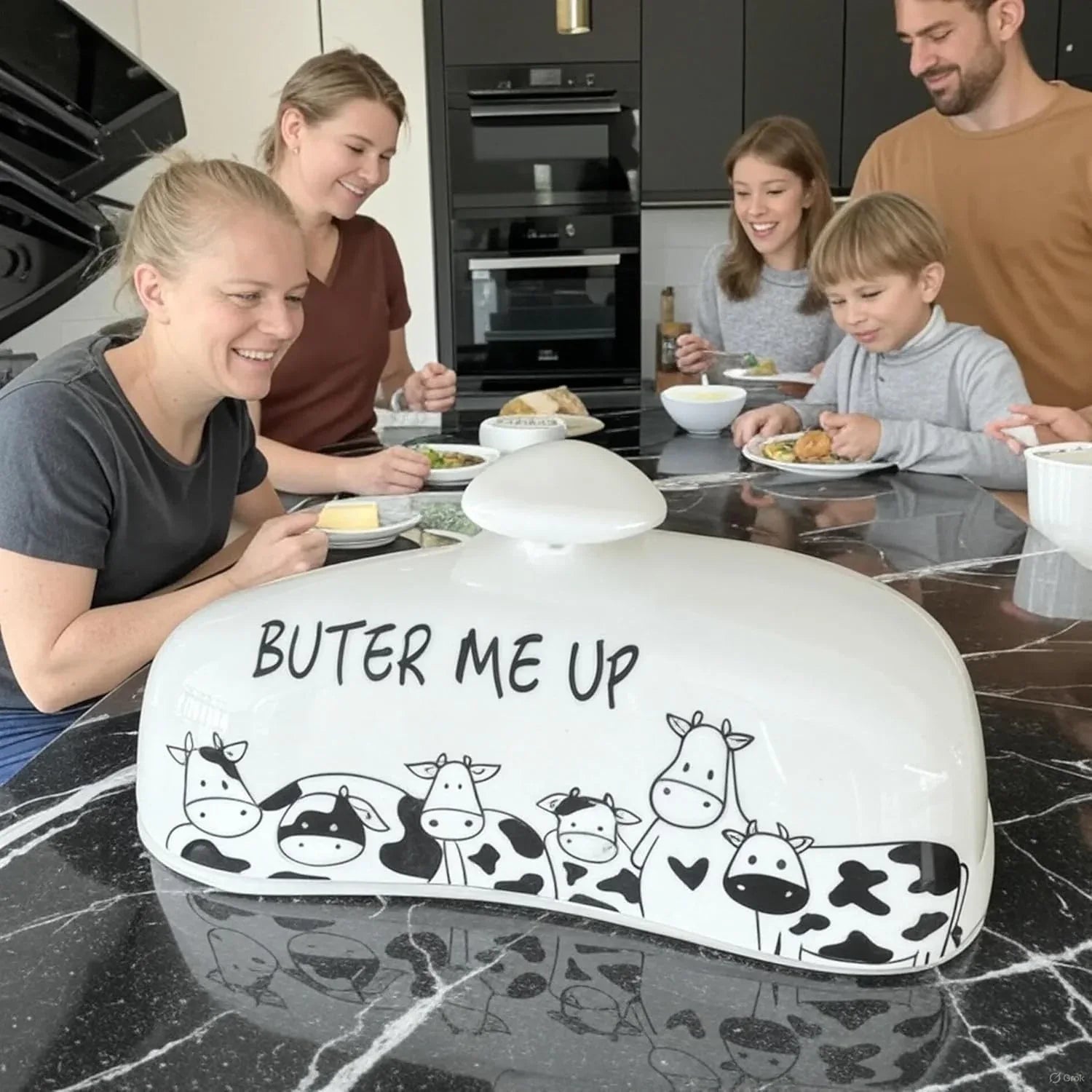 Butter Dish with Lid, Butter Dish with Lid for Countertop, White Butter Keeper Holds Up to 2 Sticks - Butter Holder and Container (Black butter me up, Large) - Handmade Lifestyle Shop