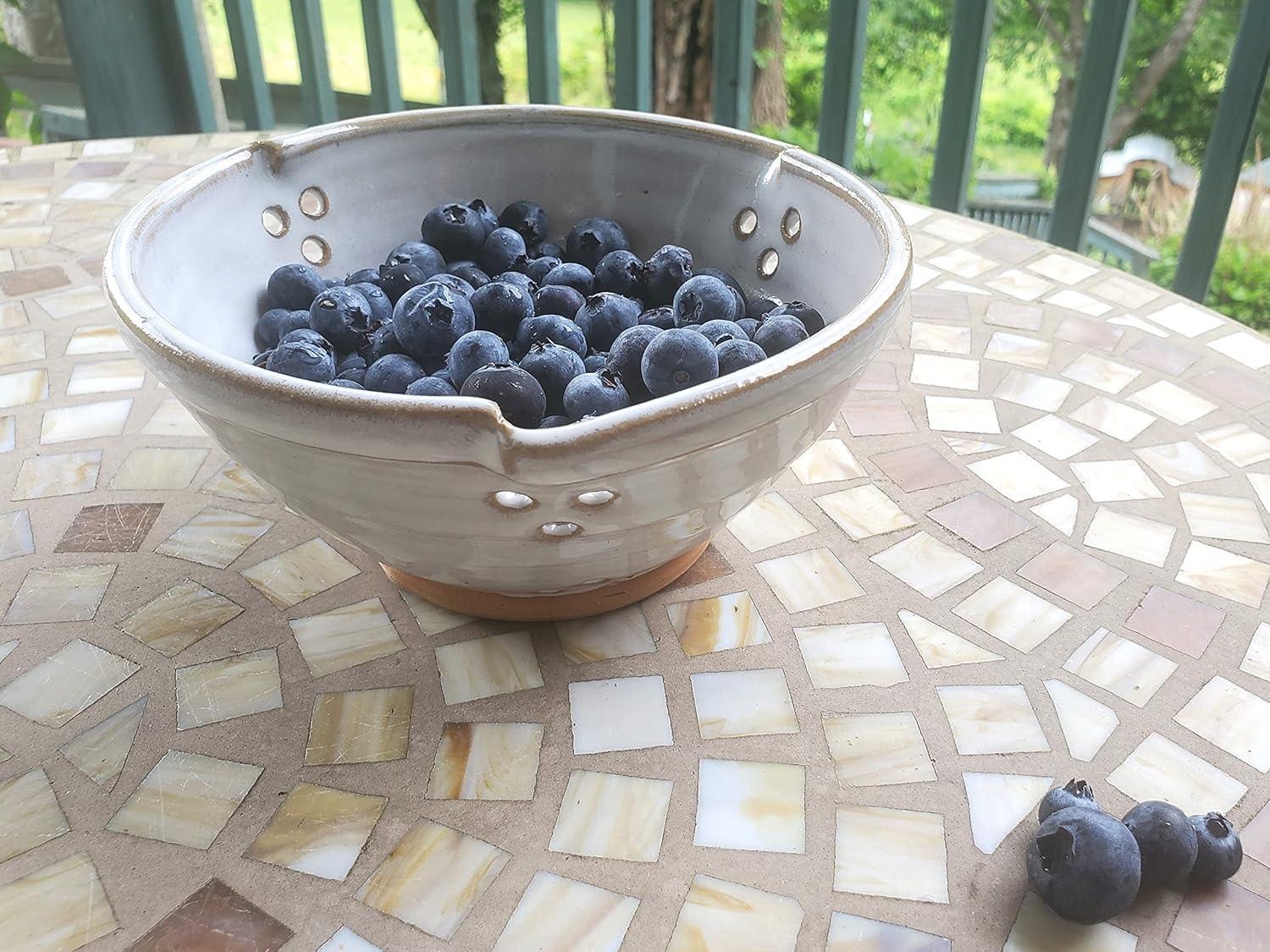 Hand Thrown Pottery Berry Bowl Colander in Shale Handmade in North Carolina - Handmade Lifestyle Shop