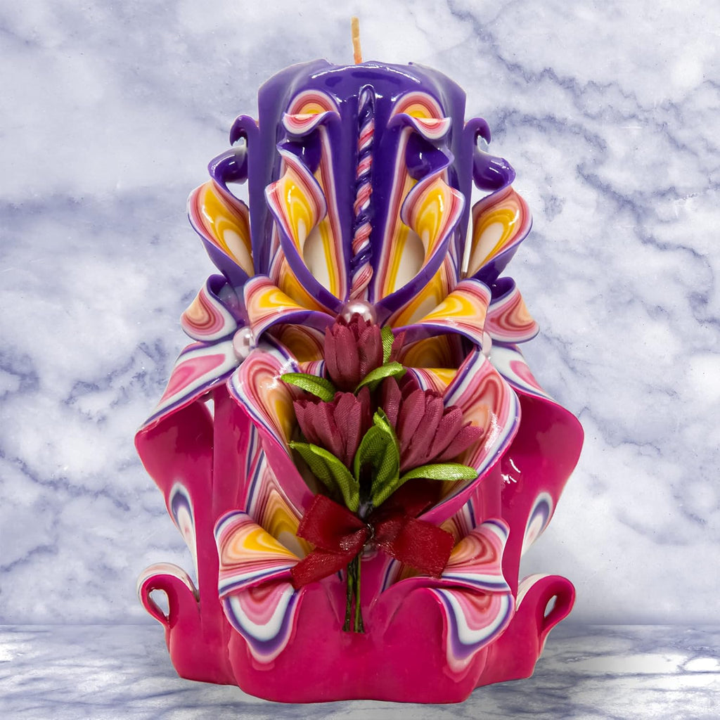 Handmade Carved Candle - Surprise Gift For Her - Decor Birthday Halloween Thanksgiving Christmas - Spiritual Living Room Home Decor Candles - Unique Engagement Wedding Idea - White Blue - Ordagio