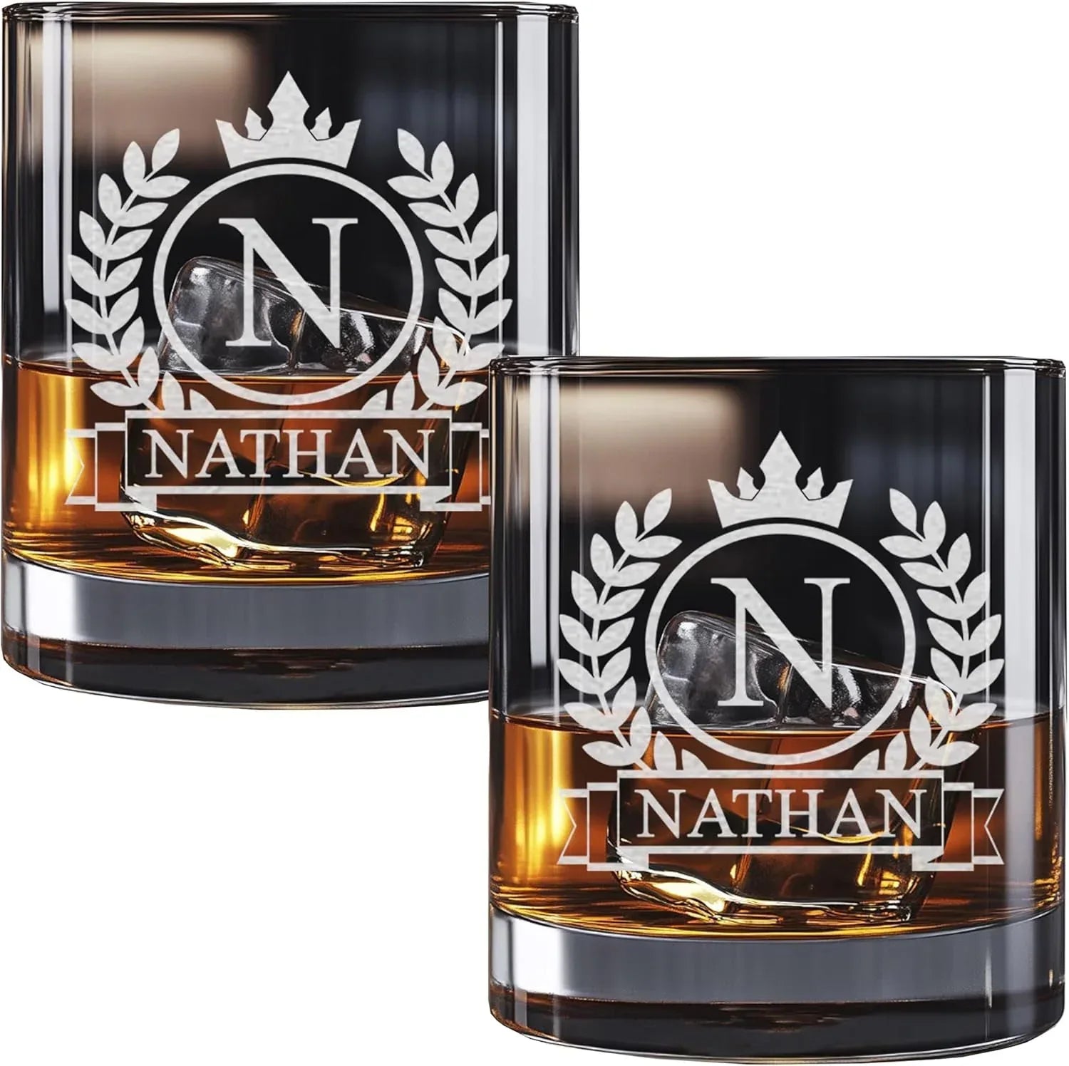 Personalized Whiskey Glass for Men, Custom Engraved Name & Initial Rocks Glasses, 11oz, Barware for Men, Father’s Day Gifts - Handmade Lifestyle Shop